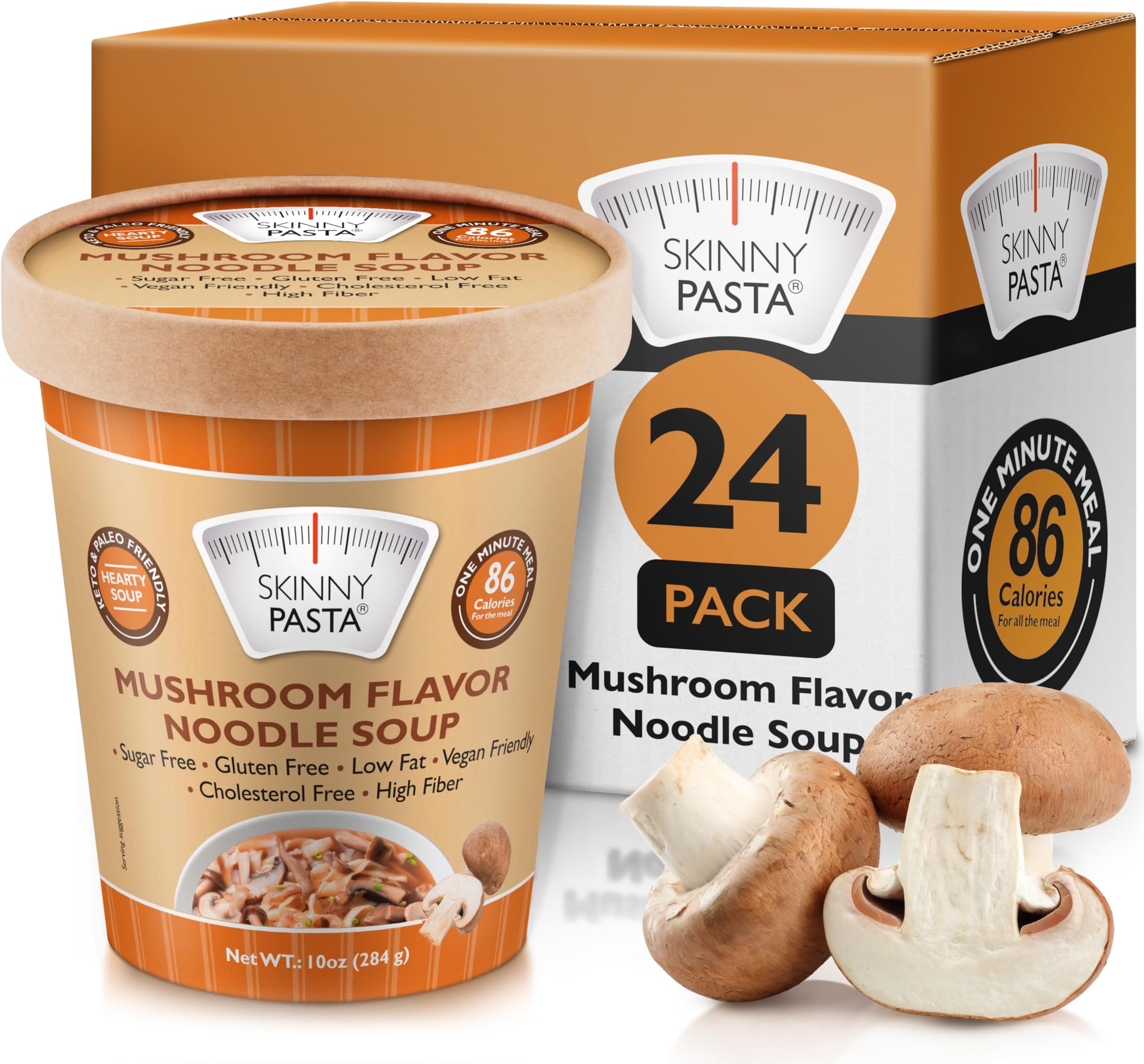 The Real Skinny Pasta Mushroom Soup - Healthy Shirataki Konjac Noodles, 24 Pack
