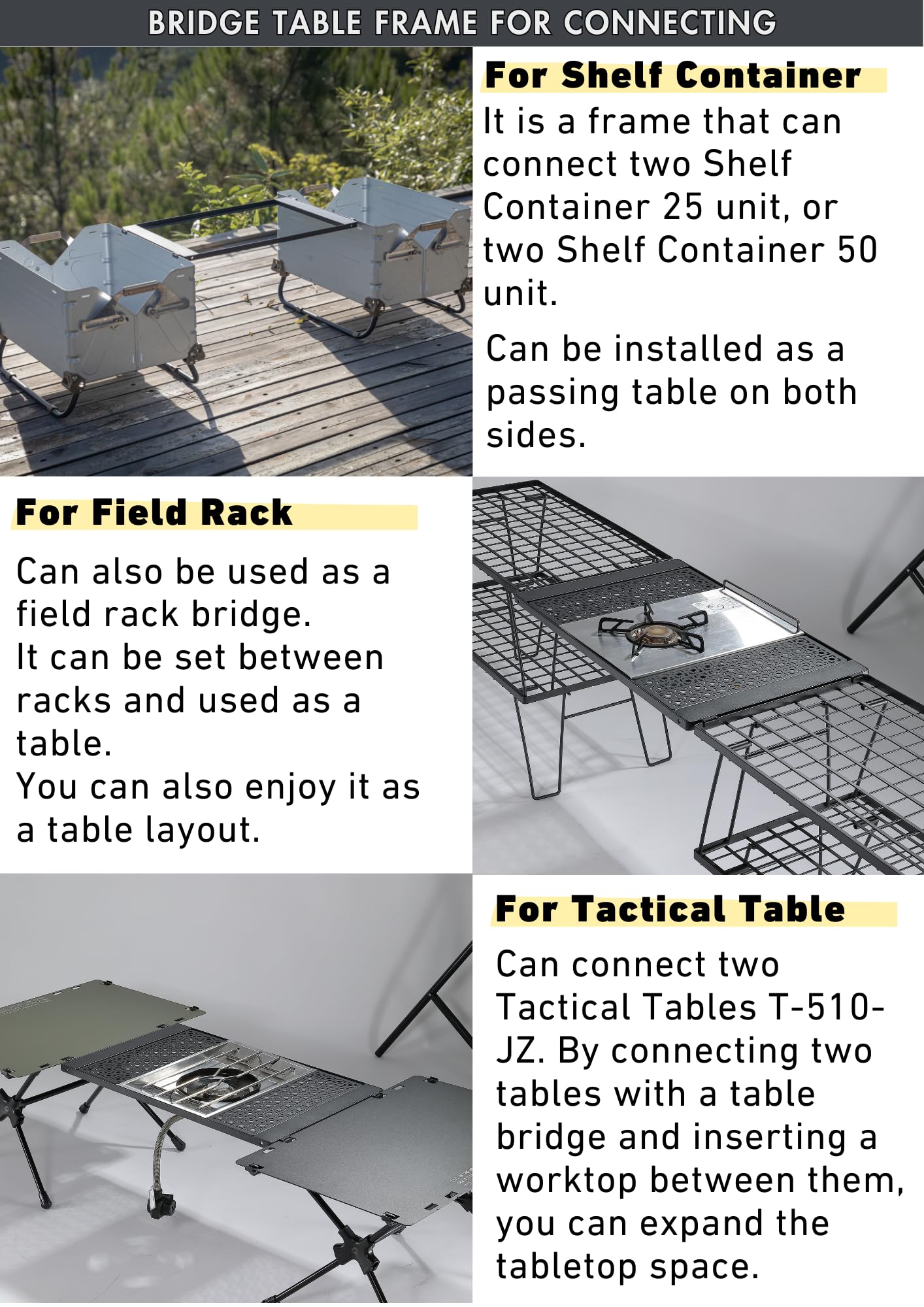 Amazon.com: CAMPINGMOON IGT Top Board Bridge Table Bridge Frame CK