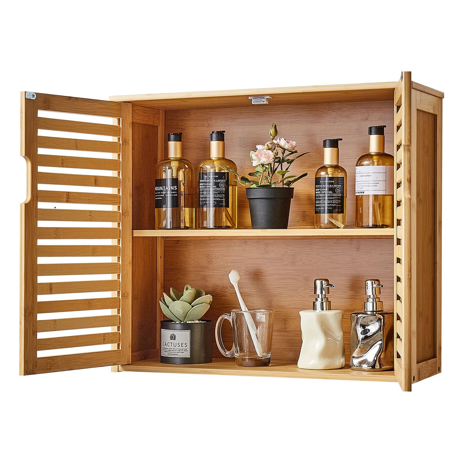 VEVOR Armario de Pared para Baño con 2 Puertas y Estantes de Altura Ajustable, Ideal para Colgar sobre el Inodoro, Cocina, Baño o Lavadero, Resistente a la Presión y al Agua, 590 x 208 x 510 mm