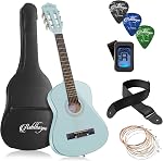 Ashthorpe 30-inch Guitare acoustique pour enfants (Blue), kit de démarrage pour débutants avec sac à gigs, cordes supplémentaires, bracelets, picts et leçons