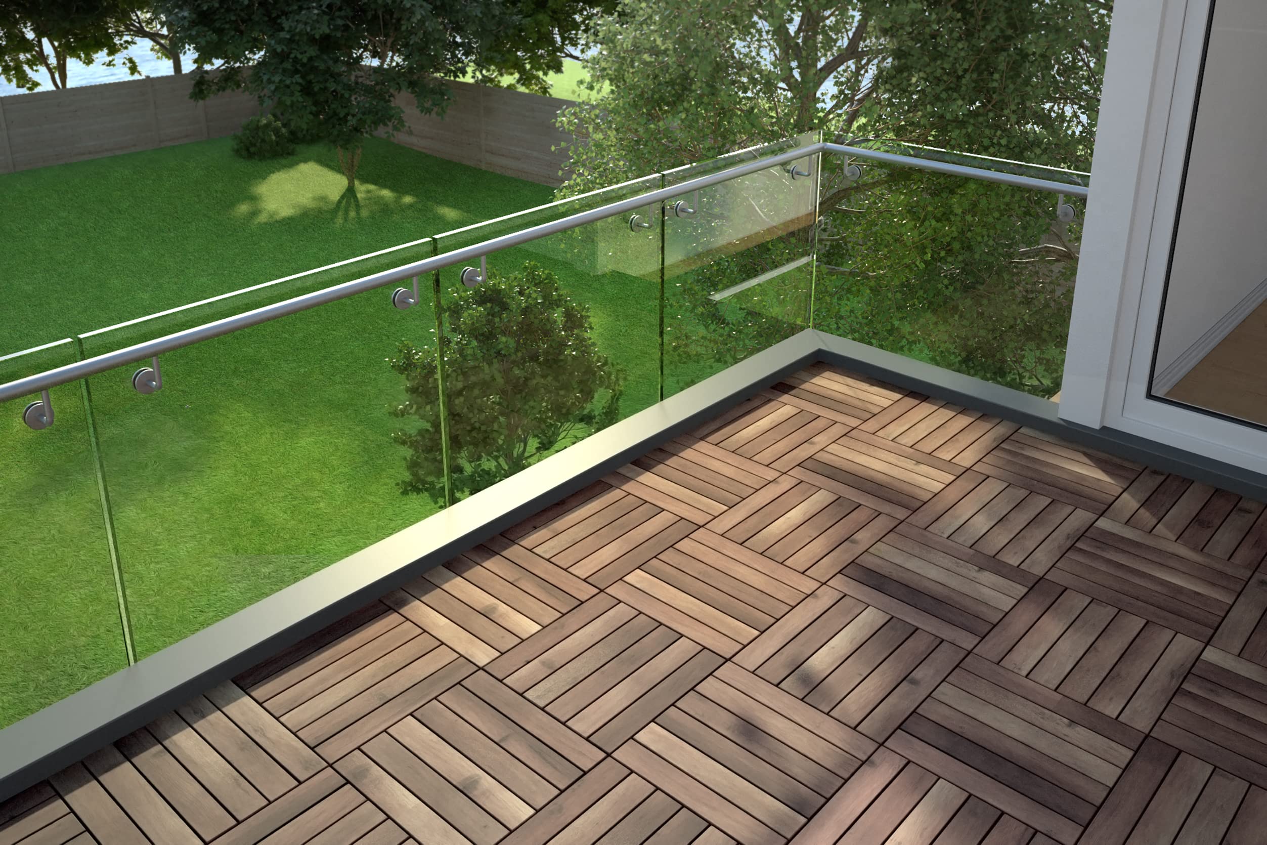 SAM Holzfliese 01 22 Fliesen 2m² 30x30 cm Akazie geölt Drainage Klickfliese | massiv, Bodenbelag mit Drainage, Balkonfliesen, Terrassenfliesen, Klickfliesen, für Balkon Terrasse Garten