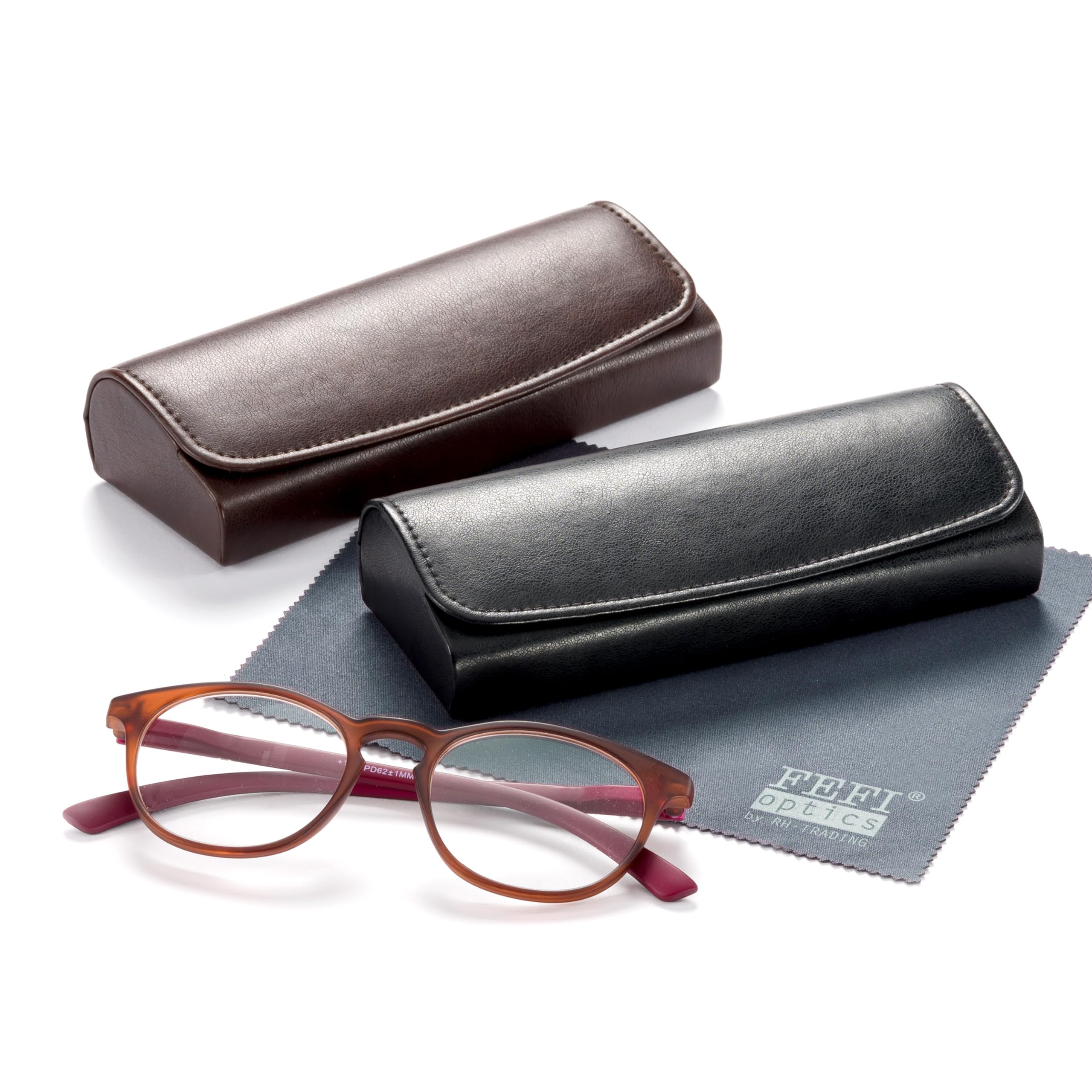 FEFI Etui na okulary Hardcase – ochrona premium dla Twoich okularów – sztuczna skóra o wyglądzie szlachetnej skóry, miękka aksamitna wyściółka wewnętrzna – zamknięcie na magnes, klasyczne i eleganckie