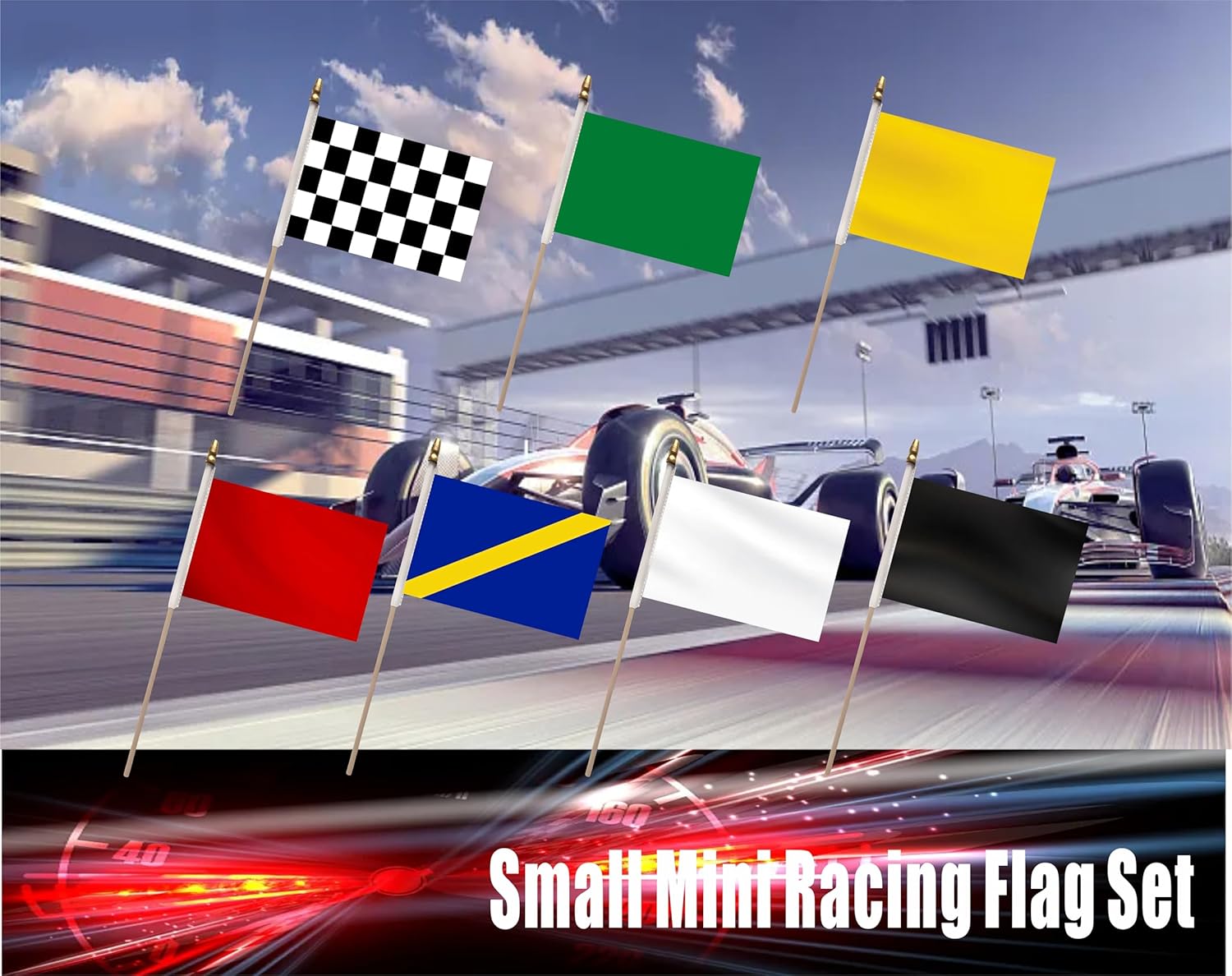 20 Pack Checkered Black and White Flags Multicolor Racing Mini Stick Flags Set Small Miniature Handheld Race Car Flag Decorations for Sports Events,5x8 Inch - Image 5