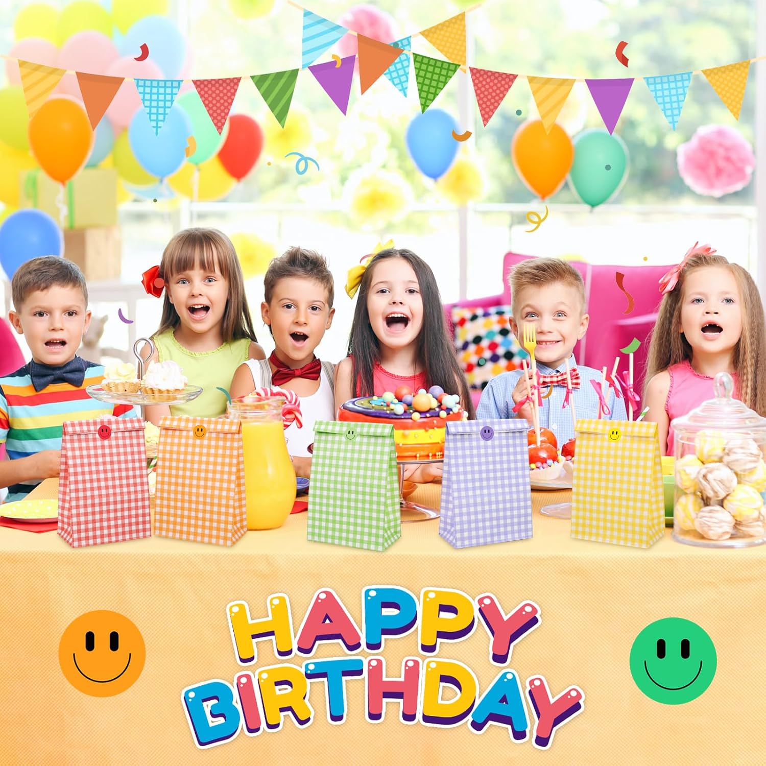 Wercokt 20PCS Party Gift Bags with Stickers, 9 x 5.9 x 3.1 inches, Colorful Small Gift Bag, Birthday Goodie Bags for Kids, Baby Shower, Halloween, Wedding - Image 5