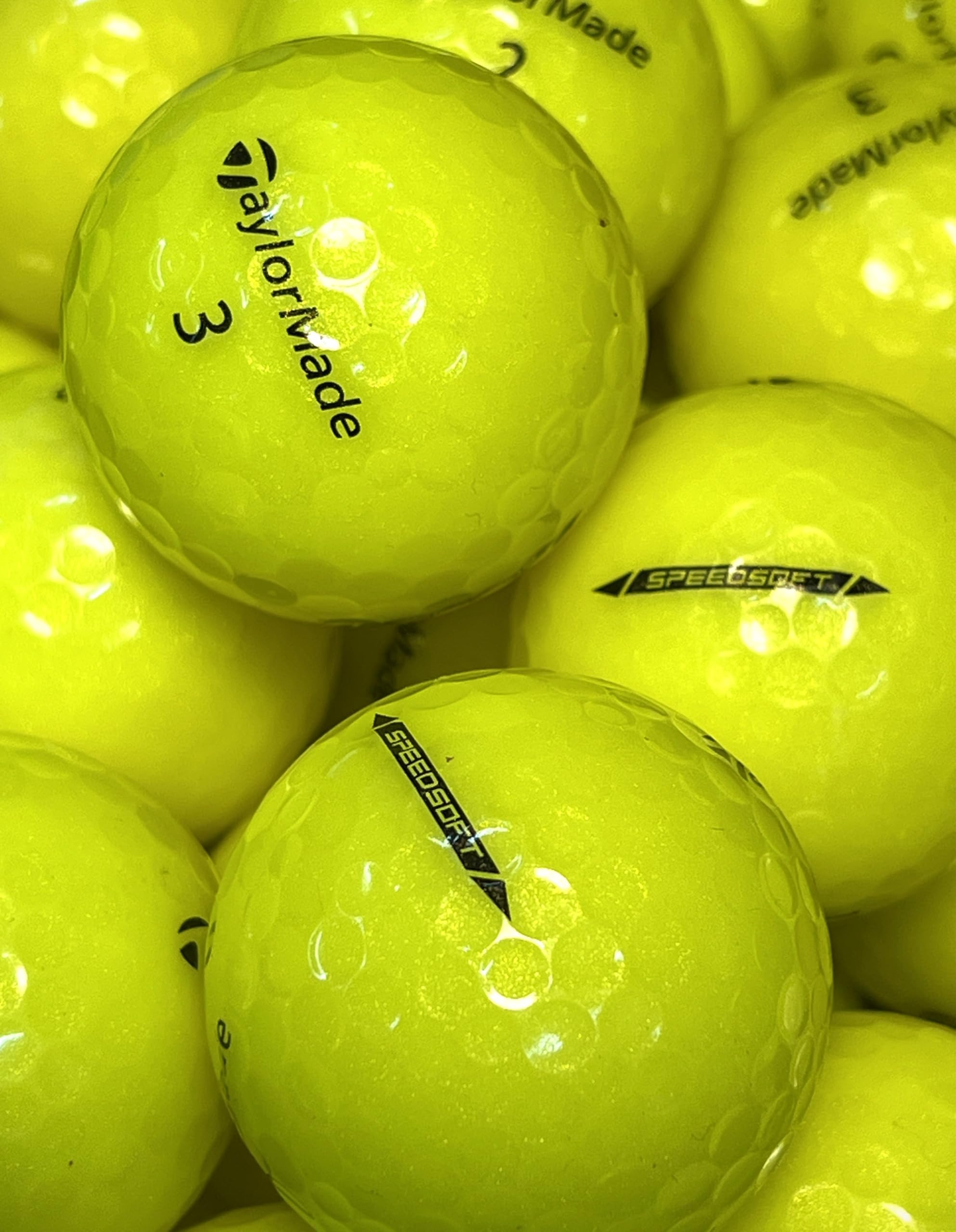 Golf Ball House.. 12 SpeedSoft Golf Balls for Taylormade/Yellow/Near Mint (4A) / Recycled-Used w/Mesh Bag