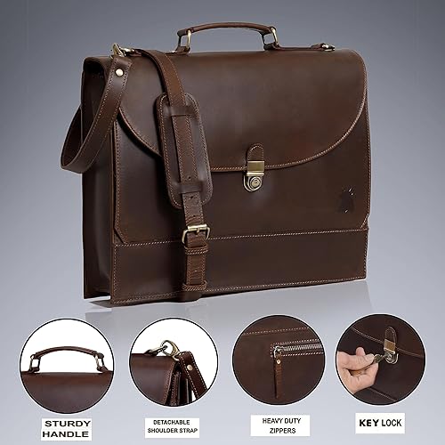 Miniatura 6 de Leather Farm Messenger Bag for Men & Women Premium Vintage Handmade Laptop Briefcase Satchel, Mens Leather Crossbody Bag