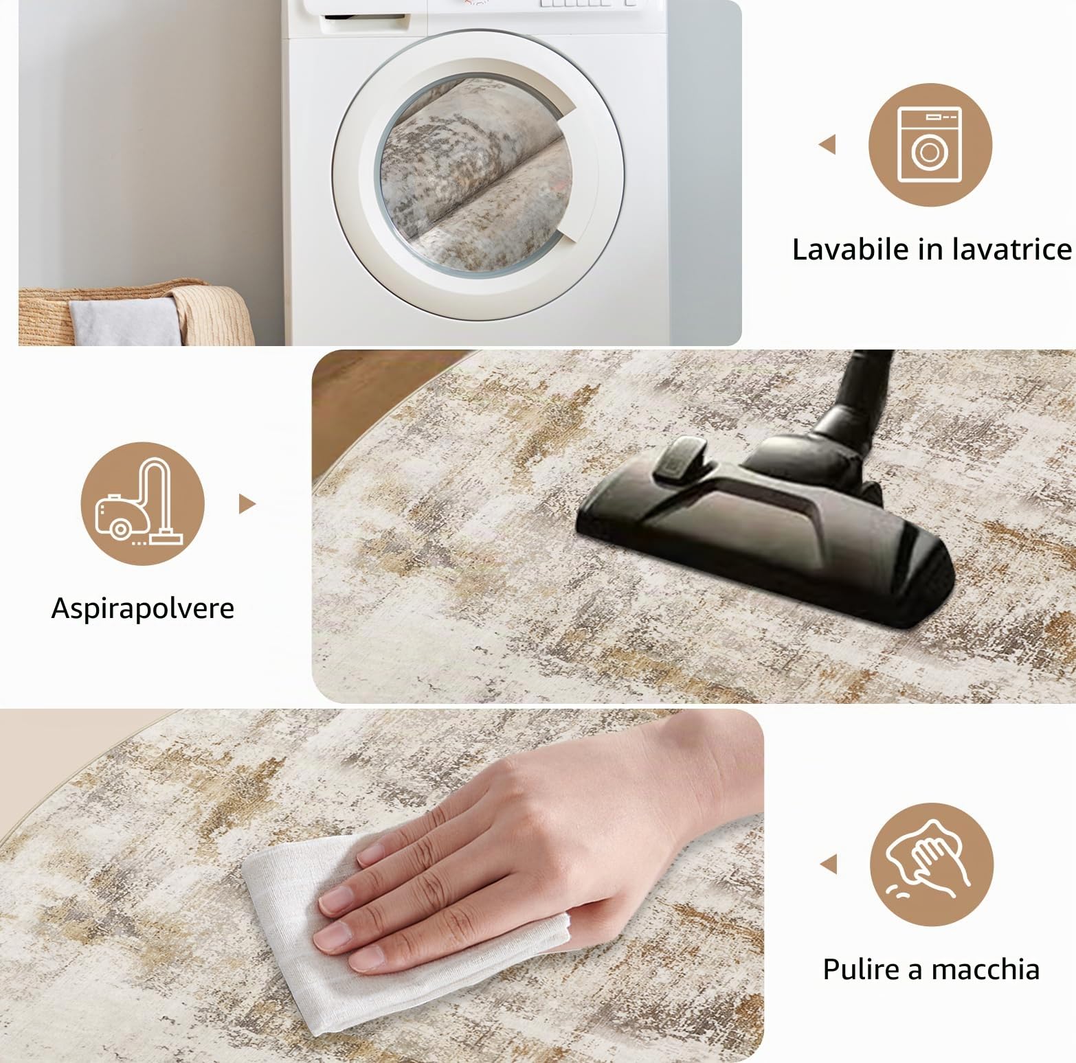 Famibay Tappeto Salotto Moderno Pelo Corto Tappeto Rotondo Salotto Lavabile In Lavatrice Beige 160x160 Morbido Tappeti Camera Da Letto Salone Stanza Tavolo Da Pranzo