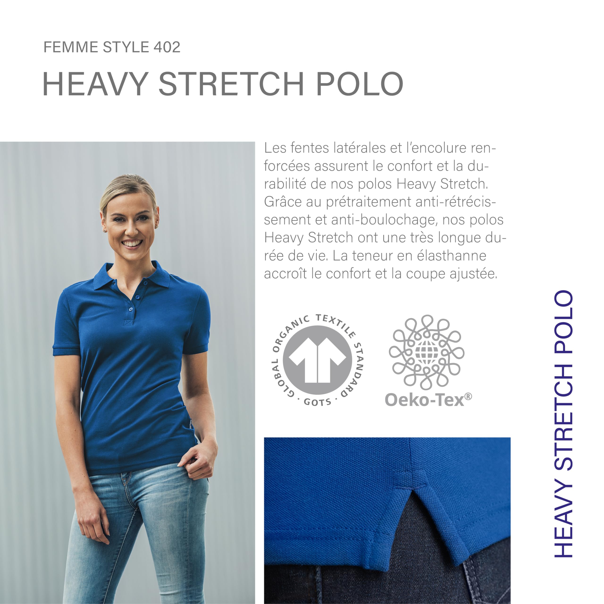 HRM Polo Premium Femme – Heavy Stretch en 95% Coton et 5% élasthanne – Lavable à 40°C – Haut de qualité et Durable – Vêtements de Travail