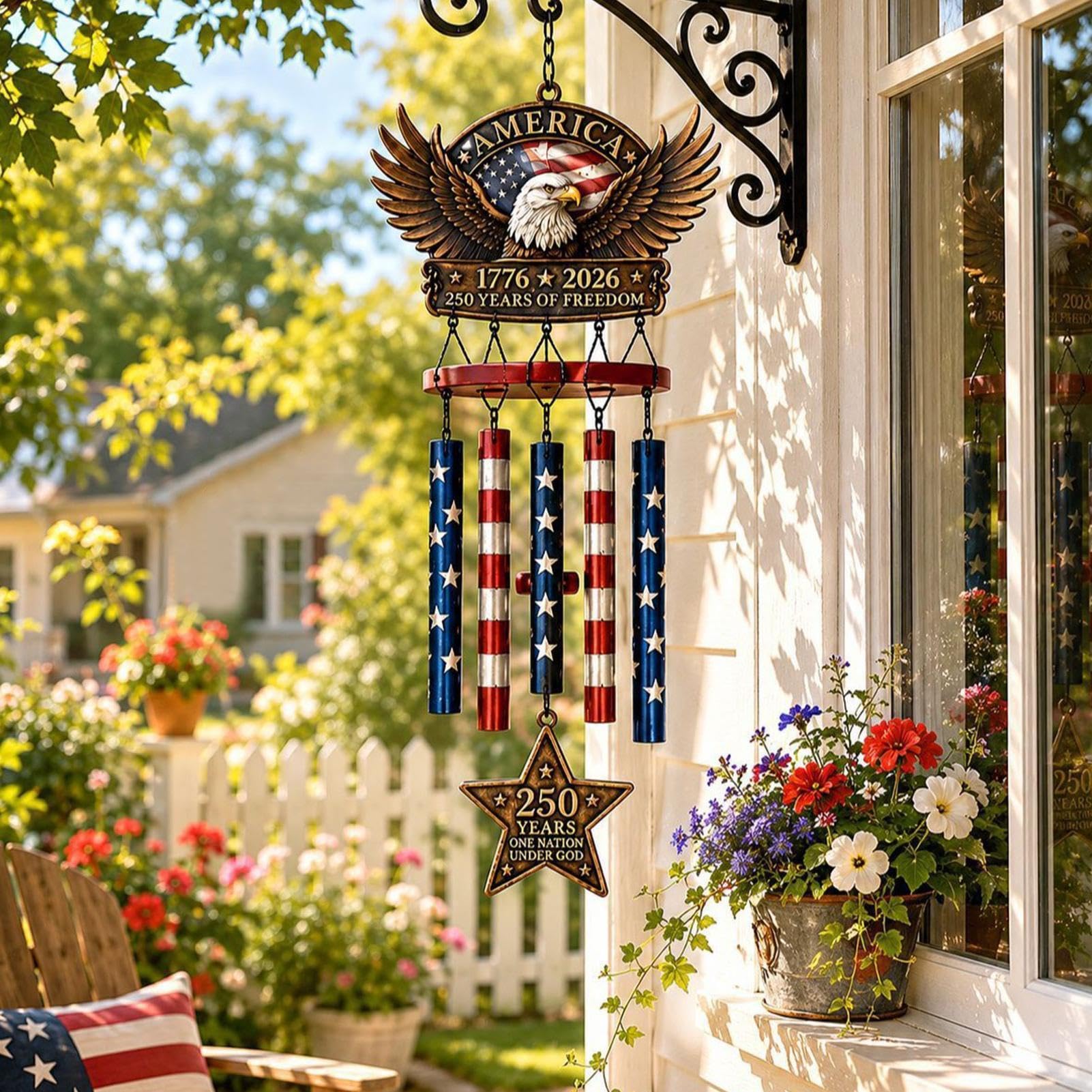 Patriotische Windglocken für draußen Patriotische -Dekoration mit Stern | Amerika 250. Windspiel Für , , Zuhause, Innenbereich, Badezimmer, Party, Feiertag und Geburtstag