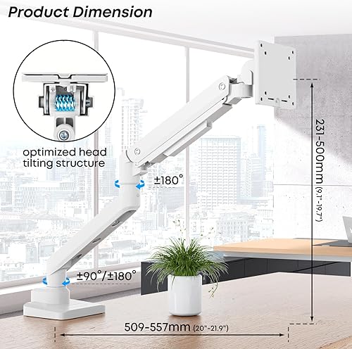 Miniatura 7 de Brazo de monitor de alta resistencia para pantallas de 17 a 49 pulgadas de hasta 44 libras, soporte de escritorio de abrazadera única ultraancho