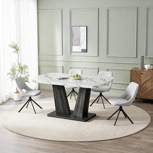 Miniatura 27 de Juego de 4 mesas de comedor de mármol para 4, juego de 4 mesas y sillas de comedor, juegos de comedor, Comedor Moderno, sillas de comedor tapizadas