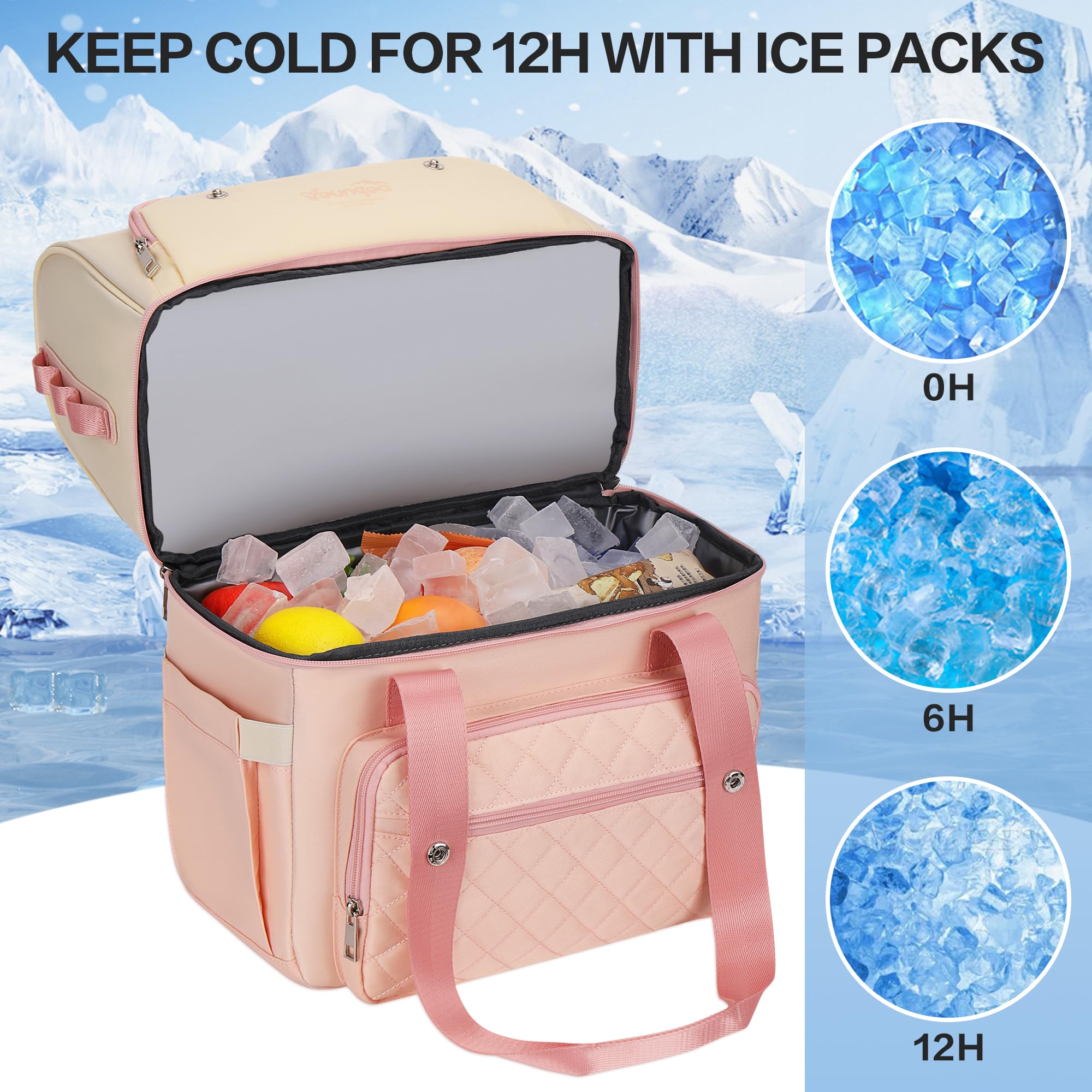 Mochila Nevera Isotermica Portatil con 2 Compartimentos Termostáticos, Bolsa Termica de Moda para Mujeres, Familia, Picnic, Compras, Playa 25l