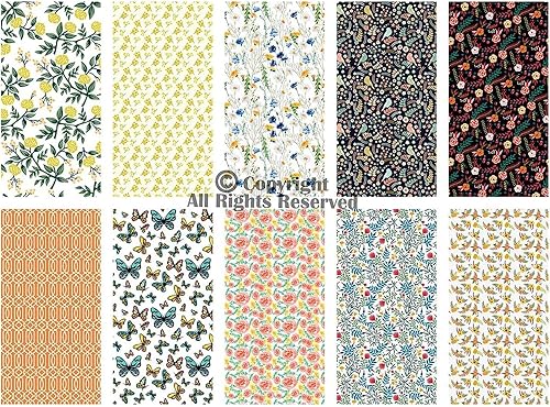 Vista 68 de Craftido -25 opciones: paquetes de tela de acolchado 100% algodón, 10 cuartos gruesos de 18 x 21 pulgadas, peso mediano de 5.2 onzas