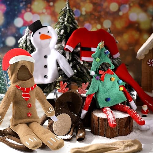 Miniatura 5 de HooLing Juego de 5 accesorios, ropa, disfraz de muñeca de Navidad, Papá Noel, alce, muñeco de nieve, pan de jengibre, árbol de Navidad, ropa de