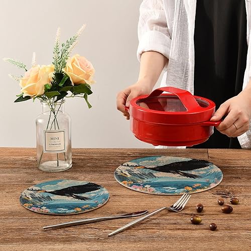 Miniatura 173 de Trivets for Hot Dishes Pots and Pans 2 PC Pot Holders Heat Resistant Cotton Round Potholders for Kitchen Countertop Decorative Autumn Maple Leaves