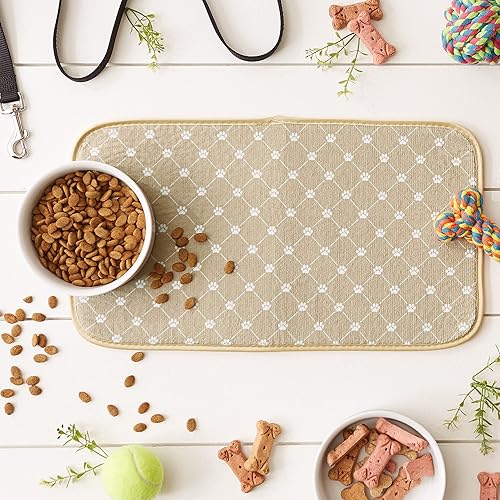 Miniatura 4 de Bone Dry Alfombrilla para mascotas lavable a máquina, ultraabsorbente, 10x18, color gris topo con diseño de celosía