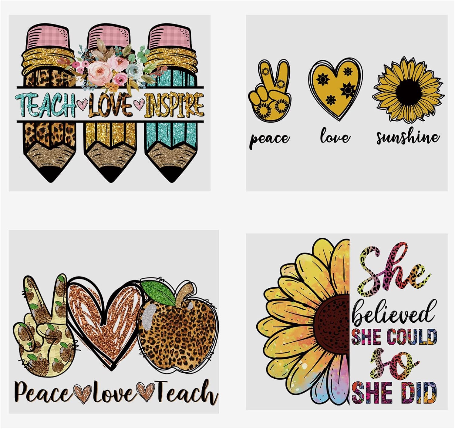 Teacher Iron on transfers for Clothing Patches Heat Transfer Paper for t Shirts Iron on Thermal Transfers DIY Craft Supplies (VO-1)