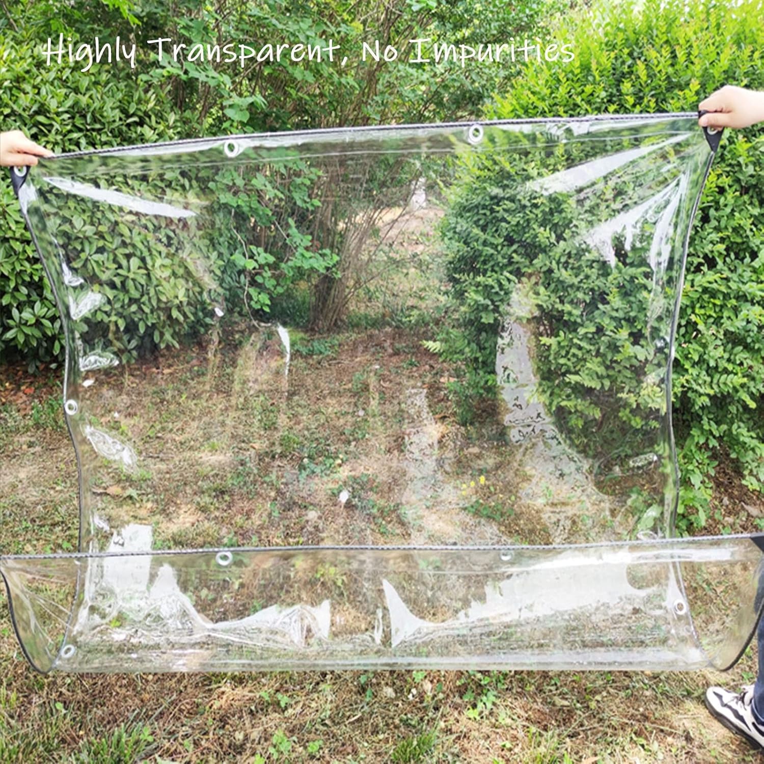 Clear Waterproof Tarp PVC with Grommets Tarpaulin 0.5mm Thick Ripstop Caravan Cover for Cars Patio Garden Plants(3.28x6.56ft/1x2m)