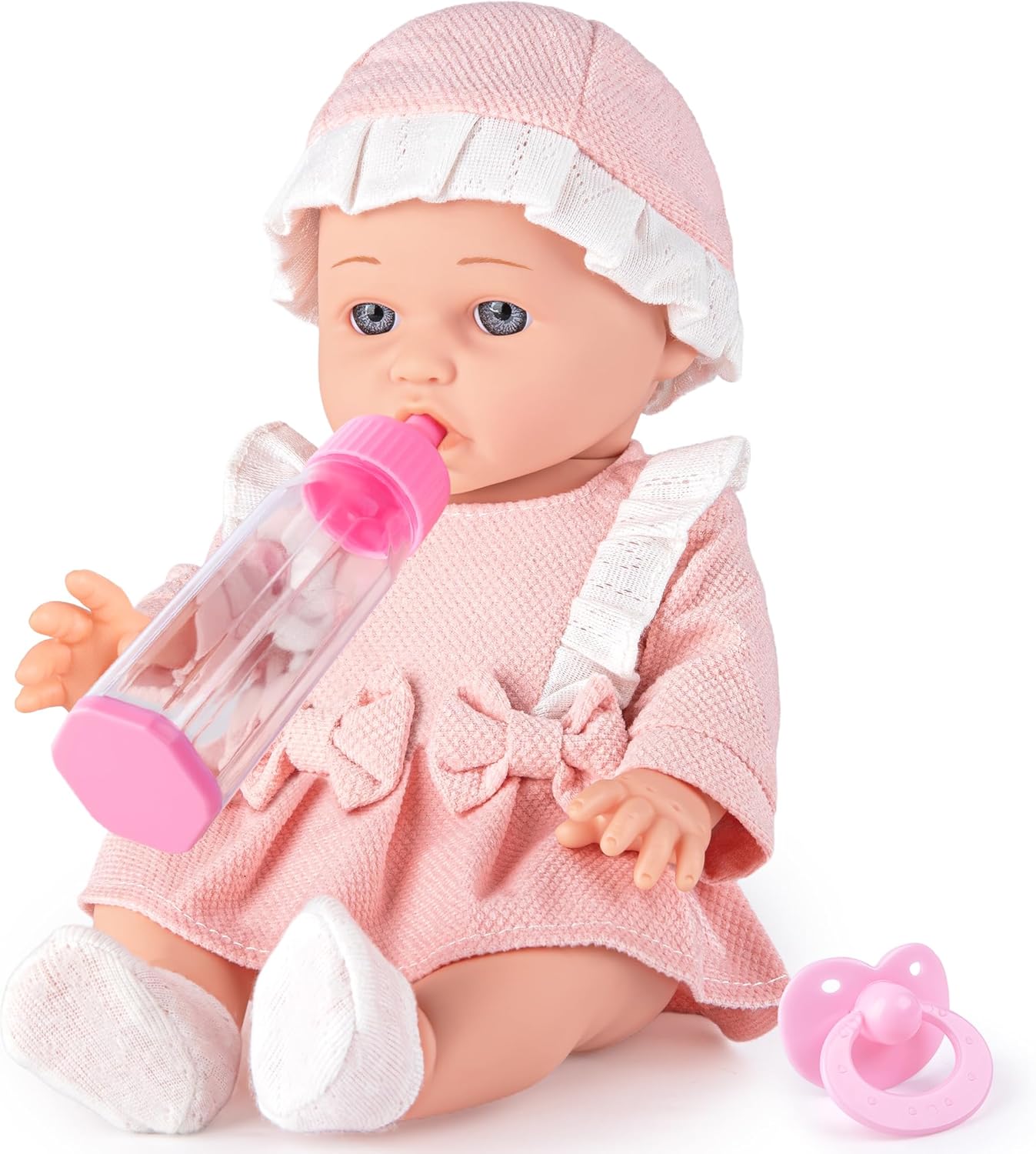 12" Baby Doll Gift Set, Realistic Baby Doll with Accessories - Feeding Bottle Hat Blanket Clothes Real Life Dolls for Toddler Girls 3+ Pretend Play