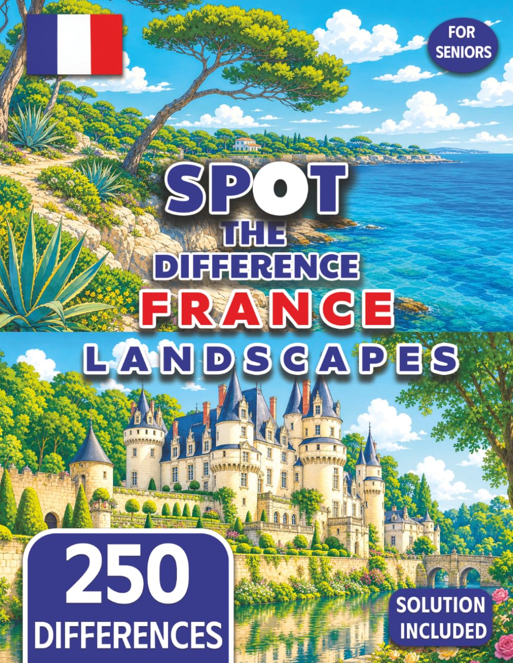 Spot the Difference for Seniors Colorful France Landscape Illustrations (Seniors Stay Sharp Series)