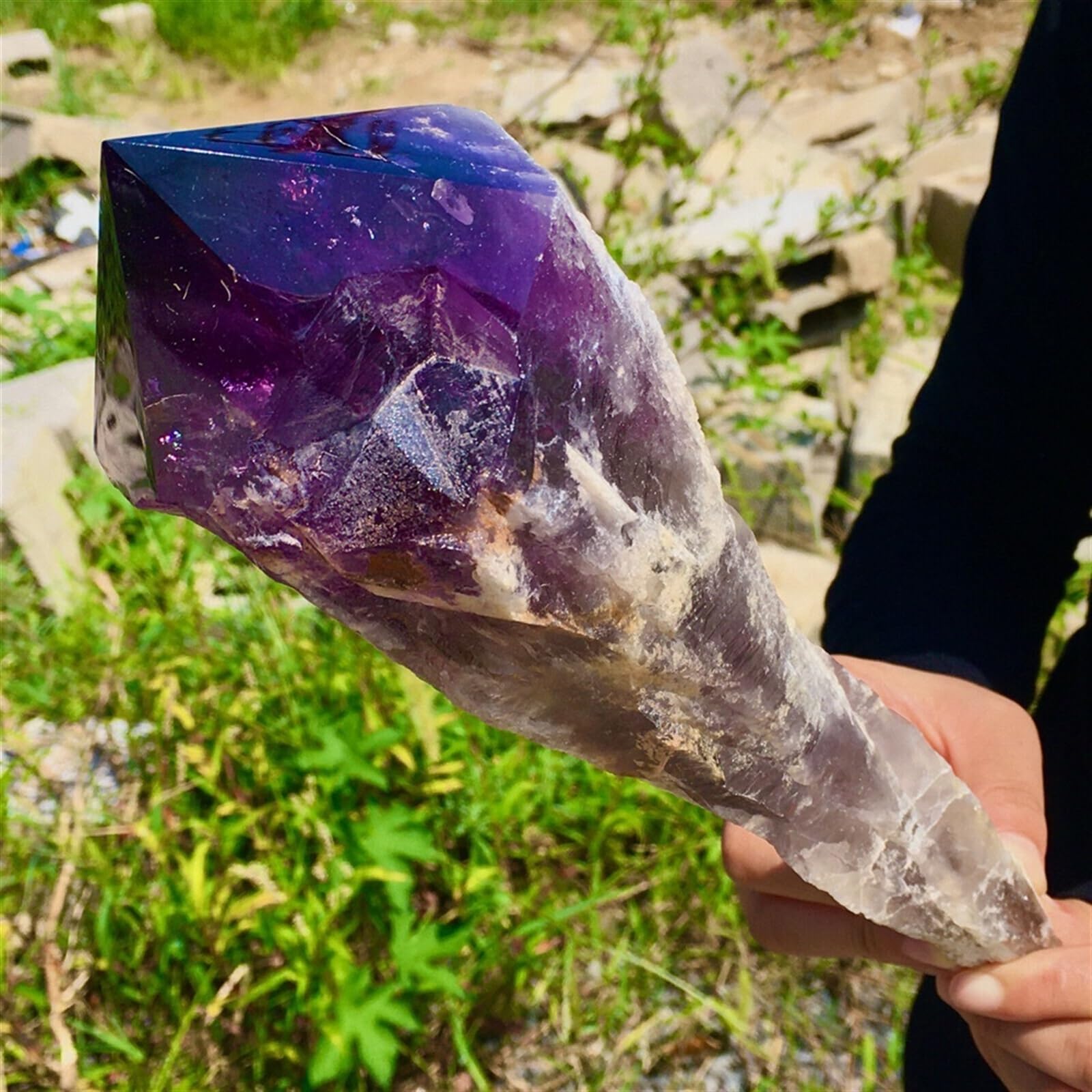 Adornos de cristal Amatista natural Mineral Cetro Cuarzo Mineral Espécimen Reiki Riqueza Curación hermoso cristal(1.0-1.2kg)