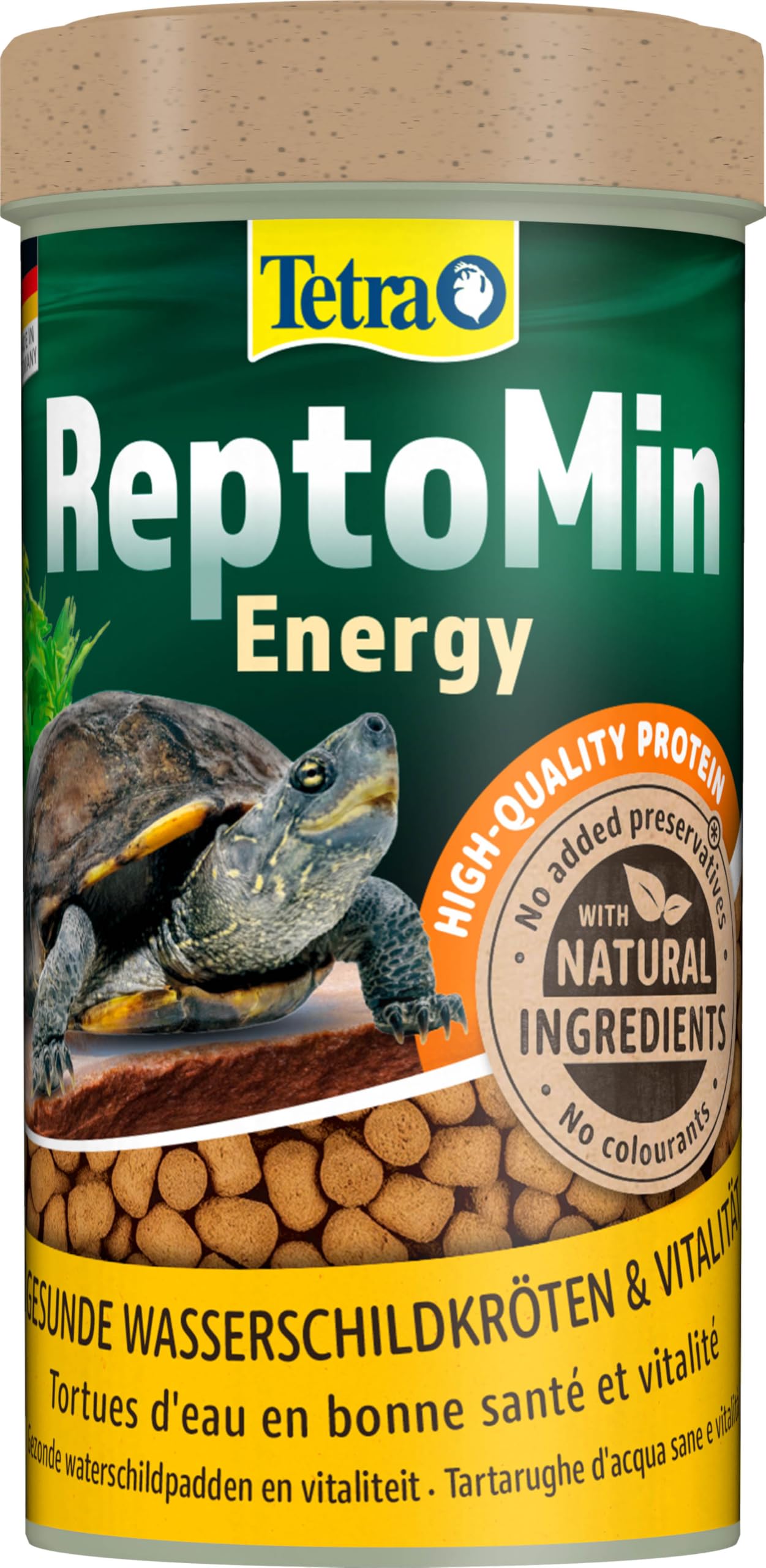 Tetra ReptoMin Energy Schildkröten-Futter - ausgewogenes, nährstoffreiches Premiumfutter mit Krill & Garnelen, 250 ml Dose