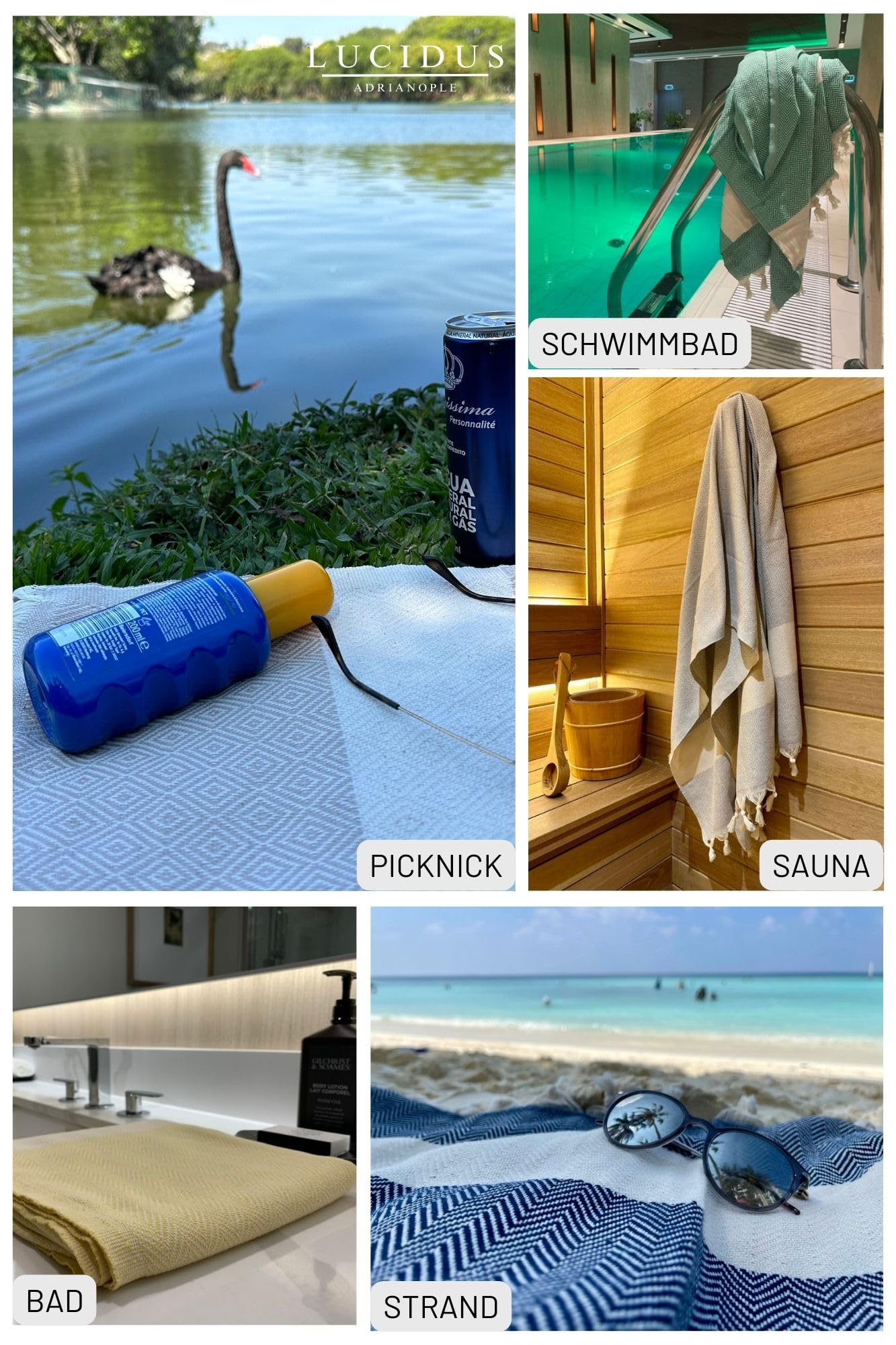 LUCIDUS Beach Towel, 100% Turkish Cotton, Quick Drying & Sand-Free, 100 x 200 cm Sauna Towel Hammam Towel for Men and Women - Image 4