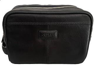 OSPREY London - Neceser de piel para hombre, color negro, 26 x 14 x 14 cm, Black, Bolsa de lavado