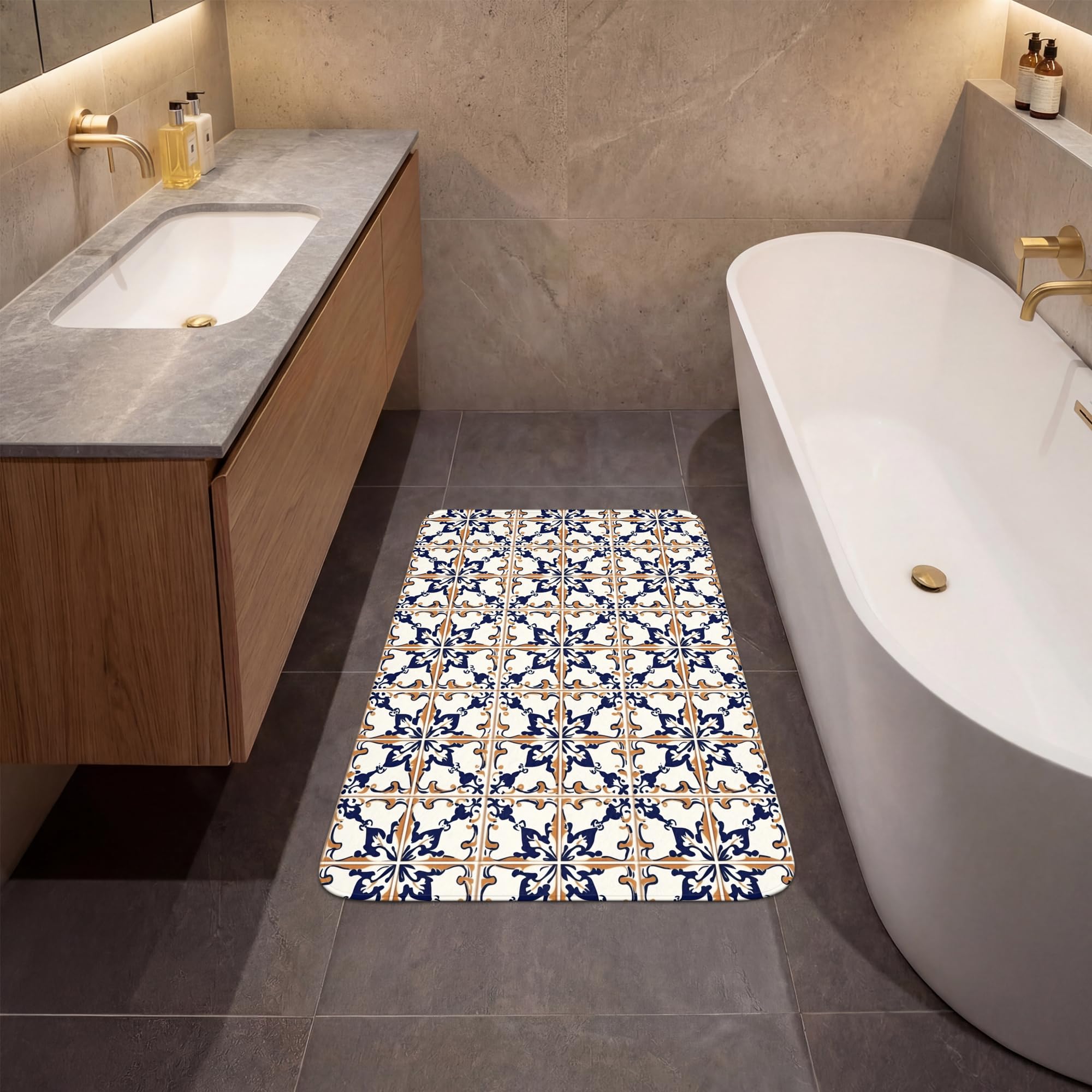 Alfombra Baño Rectangular 60x90 cm Decoracion Bathroom Mat Non Slip Shower Lavable Antideslizante Alfombrilla Tapete Banheiro Clásico - Estampado - Colorido