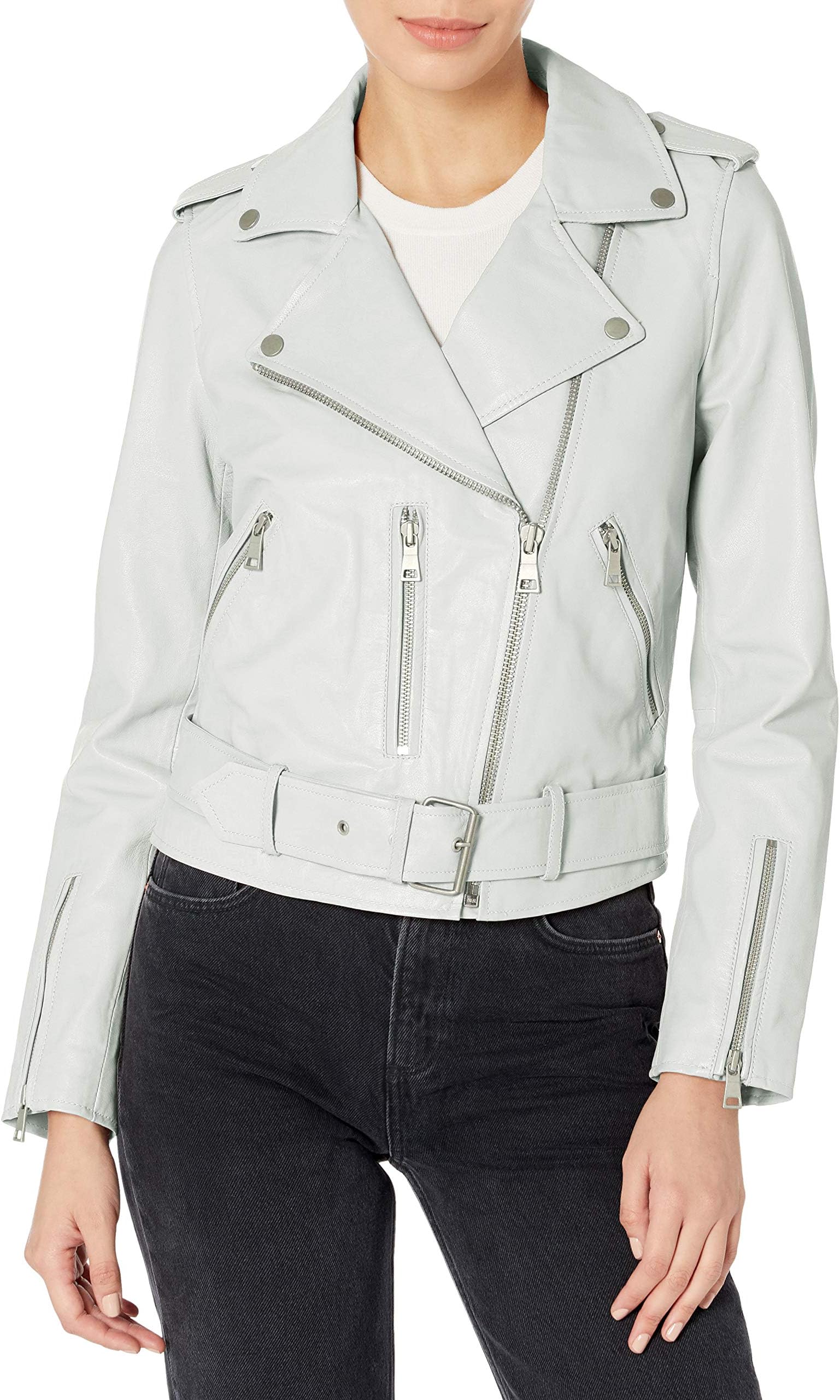 Bagatelle Women's Washed Leather Biker Jacket