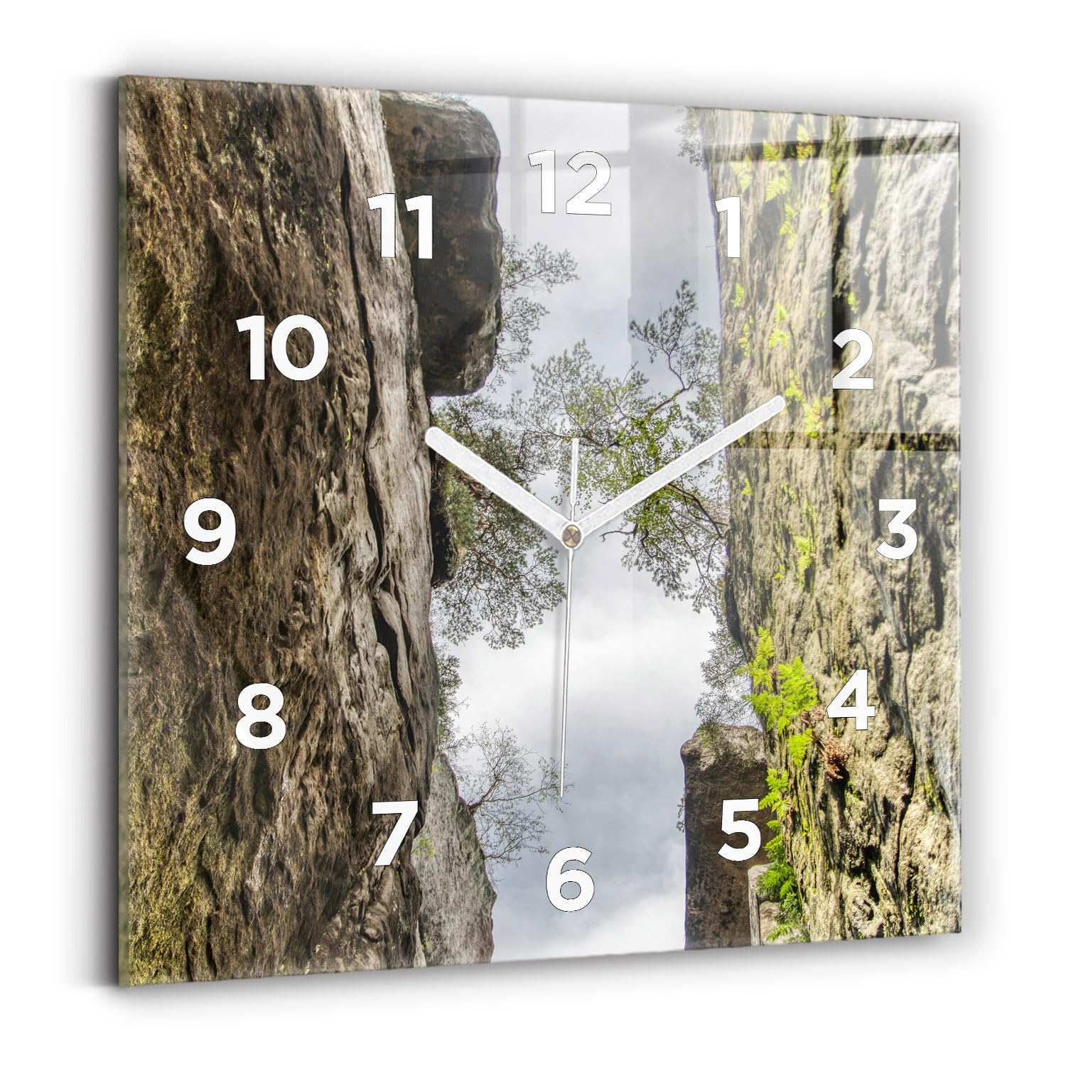 Horloge carrée 30x30 cm Rock City à affichage analogique et aiguilles blanches