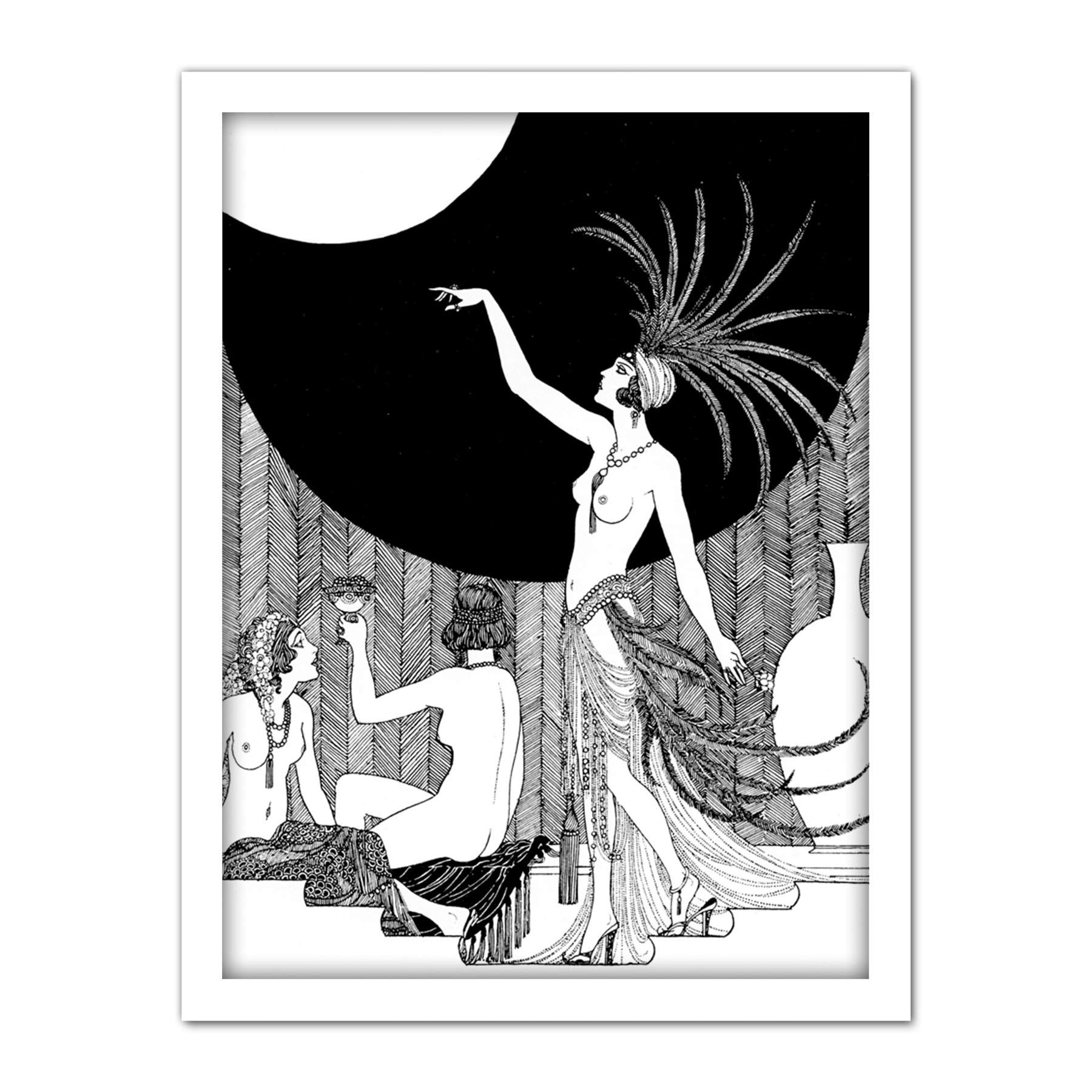 Wee Blue Coo Art Deco Harem Portrait Artwork Framed Wall Art Print 18X24 Inch