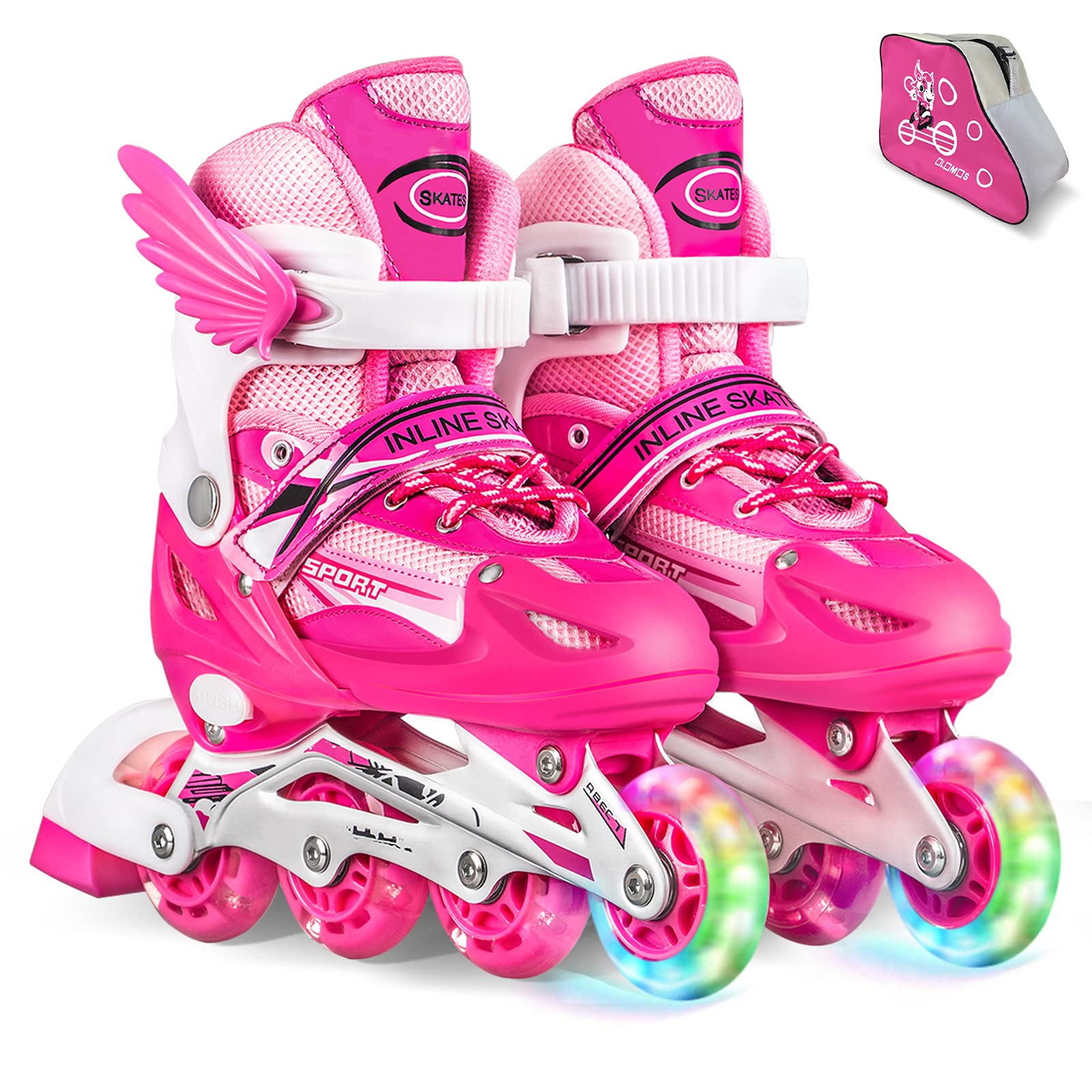 Adjustable Inline Skates for Boys Girls, Roller Single Flash Blades Skates for Kids Women Men Size Beginners Outdoor and Indoor…