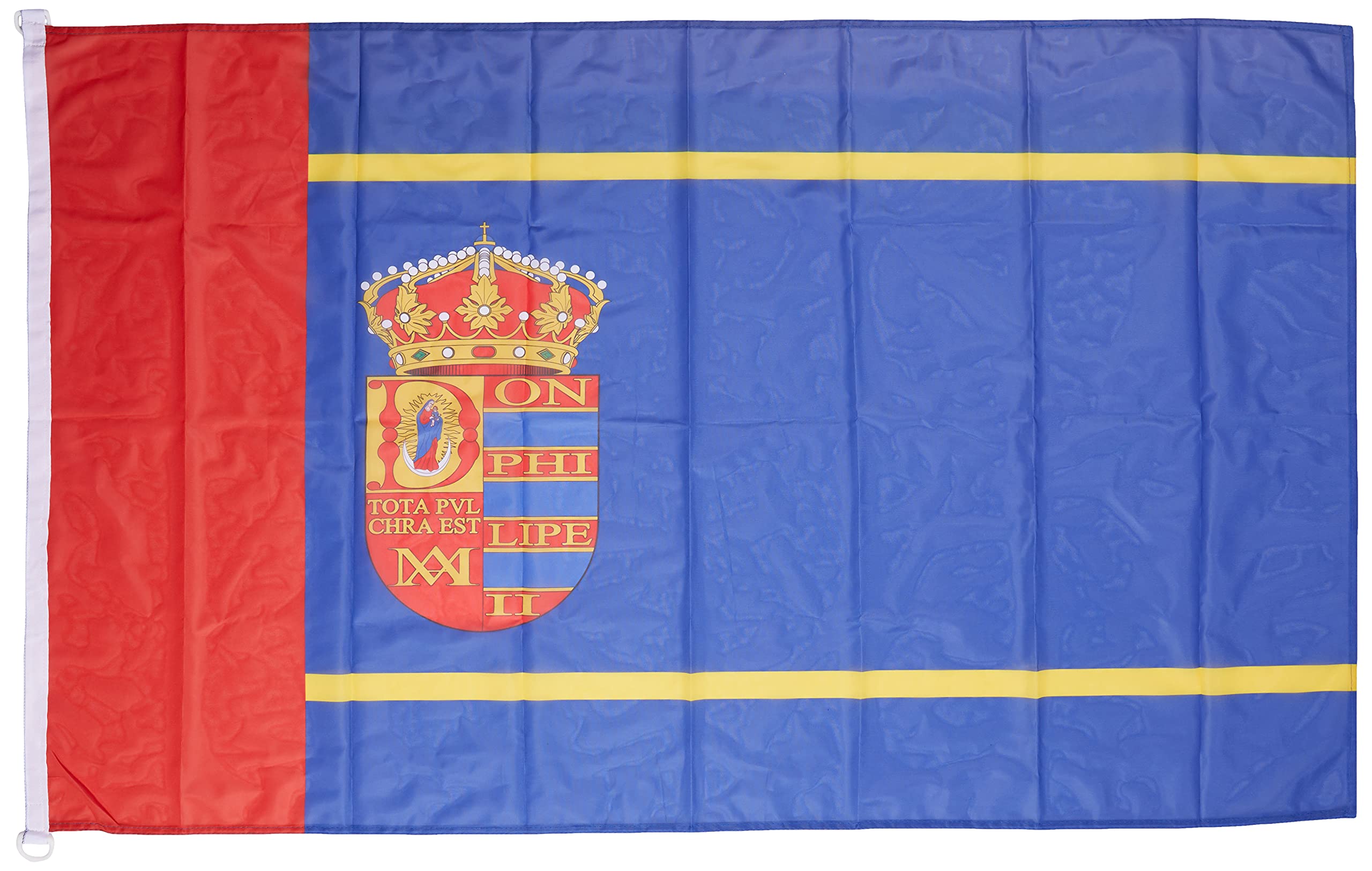Drapeau Mostoles anti-vent résistant 150x90 cm pour pavoisement extérieur