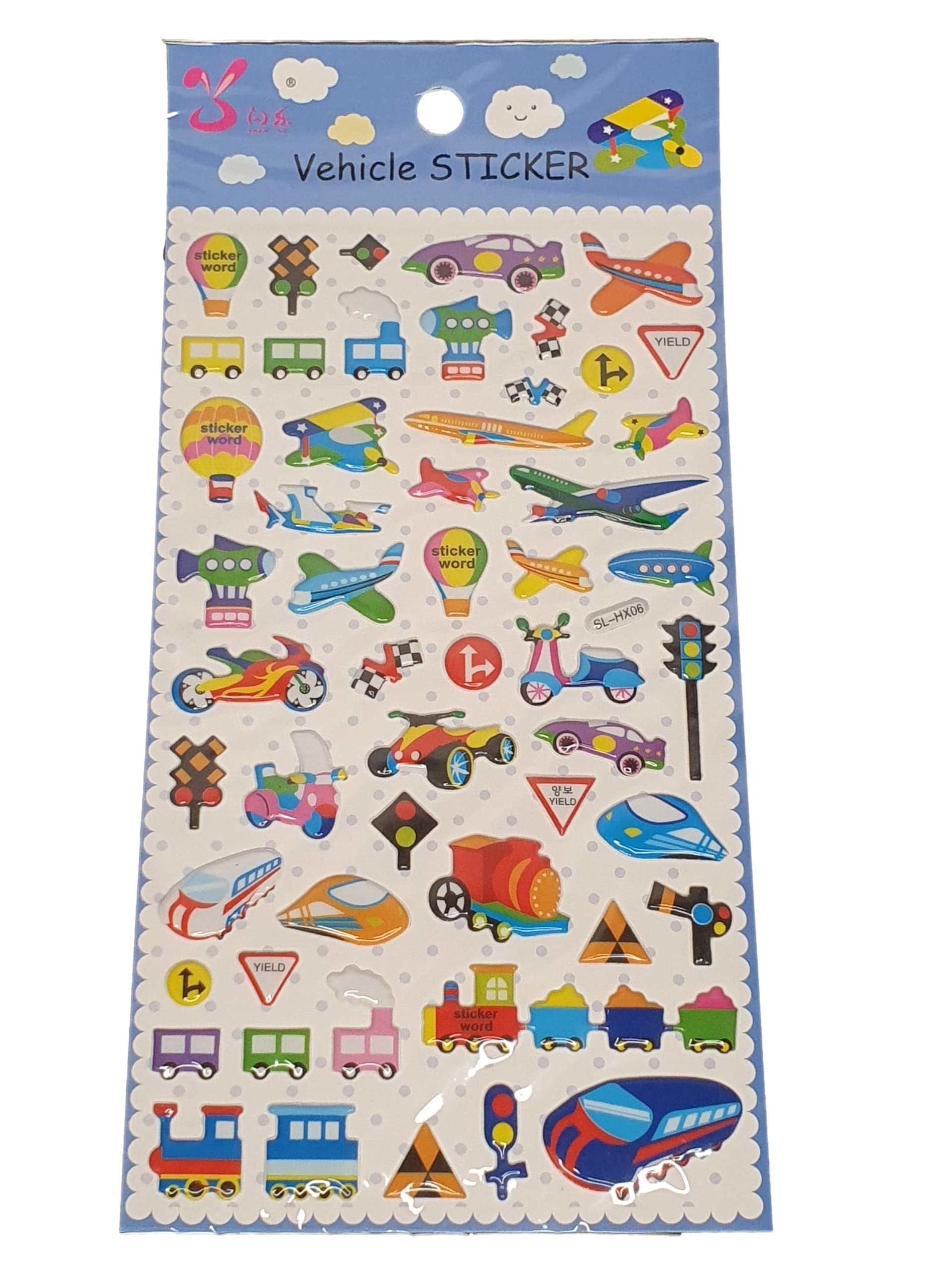Fat-Catz-Copy-Catz Various Kids Children's Puffy 3D Colourful Vehicle Cars Planes Train Stickers For Scrap Books Reward Stickers Reuseable