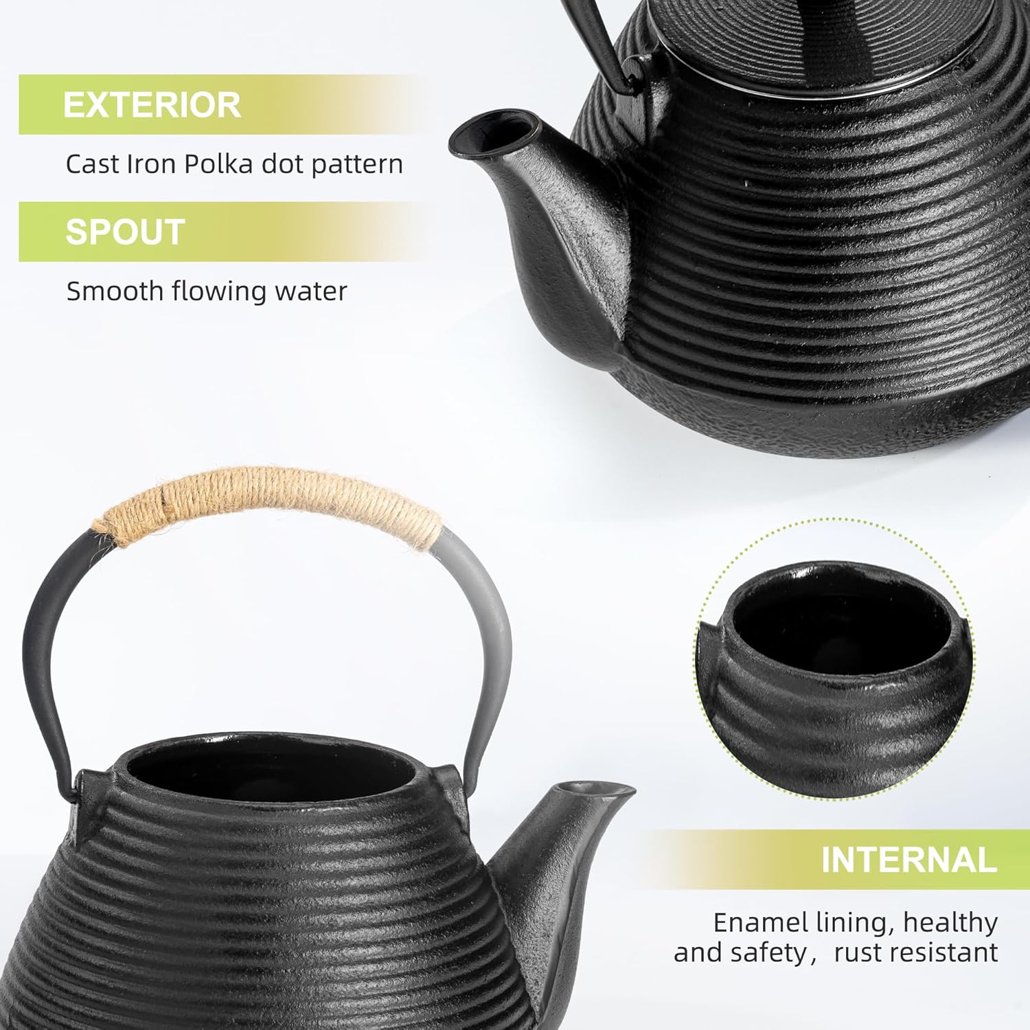 suyika Japanese Tetsubin Tea Kettle Cast Iron Teapot with Stainless Steel Infuser 30 oz/900 ml
