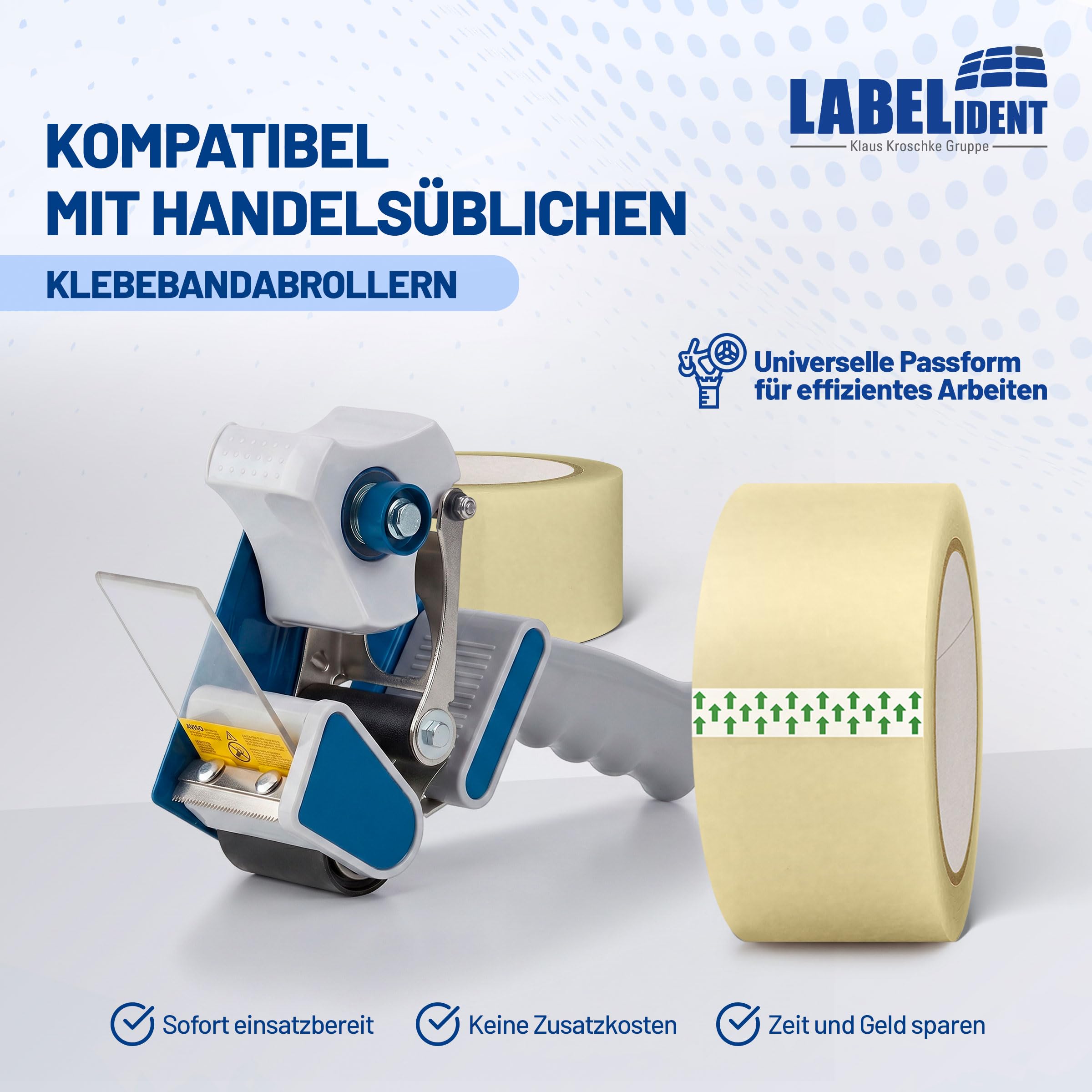 Labelident 36 Rollen Paketband transparent 50 mm x 66 m - leises Packband, geräuscharmes Verpackungsband für Pakete und Versandkartons