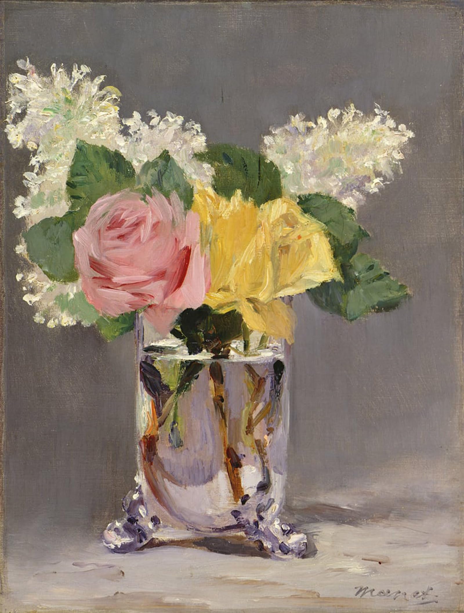 SERENDIPITP Vintage Wall Art Canvas Nordic Poster Canvas Print Picture Lilacs and Roses by Edouard Manet Wall Art Poster for Home Decor 60x90cm