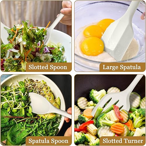 Miniatura 5 de LIANYU Juego de 8 utensilios de cocina de silicona, resistentes al calor, utensilios de cocina antiadherentes con espátula, cuchara, afinador,