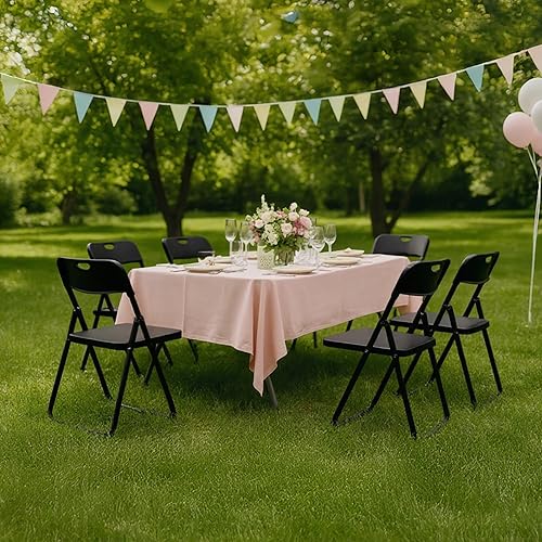 Miniatura 8 de Paquete de 10 sillas plegables de plástico negro, silla plegable ligera con capacidad de 350 libras, marco de metal fácil de plegar y almacenar,