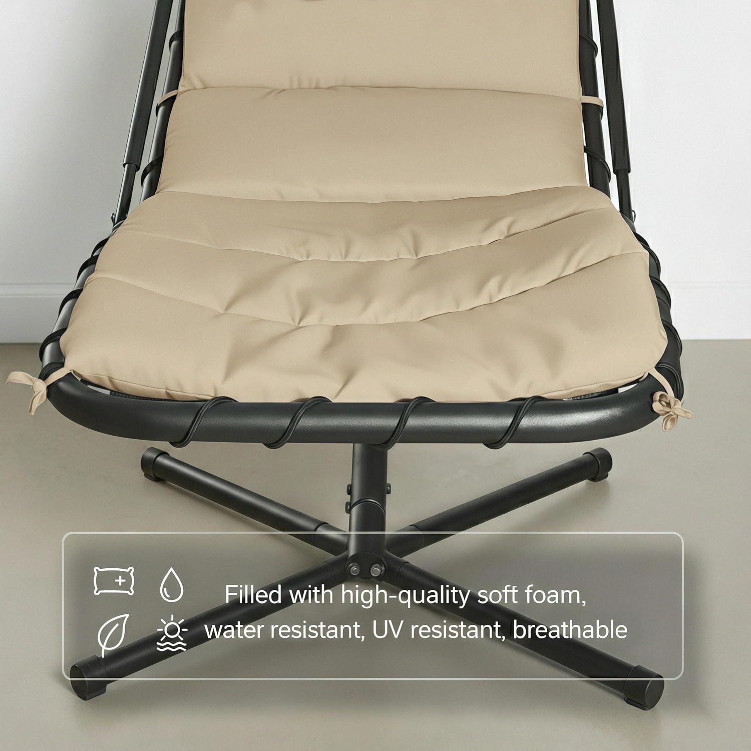 Weatherproof Replacement Cushion Pad and Umbrella for Hanging Lounge Chair Outdoor Chaise Hanging Hammock Chair - Long-Lasting, Fade-Resistant, Quick-Dry, Outdoor Lounge Replacement Set (Beige-) 4 81F6CSvip5L. AC SL1500