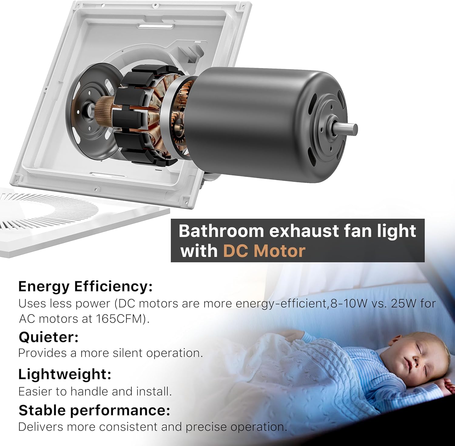 Bathroom 12IN Exhaust Fan with Light 165CFM 3CCT Shower Bathroom Vent Fan with 1400lm Led Light Combo Quiet 1.2 Sones Bath Ceiling vent with Adjustable Led Light (4000k Frosted White)