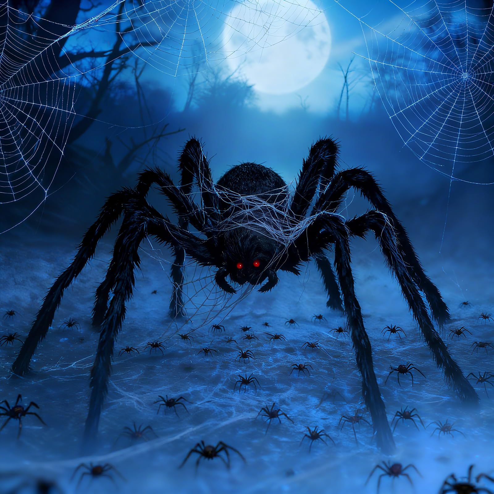 Decorazioni Halloween Giganti: Ragnatela 180cm Con 60 LED E Ragno Peloso 30cm – 8 Modalità Luce, IP65, A Batteria