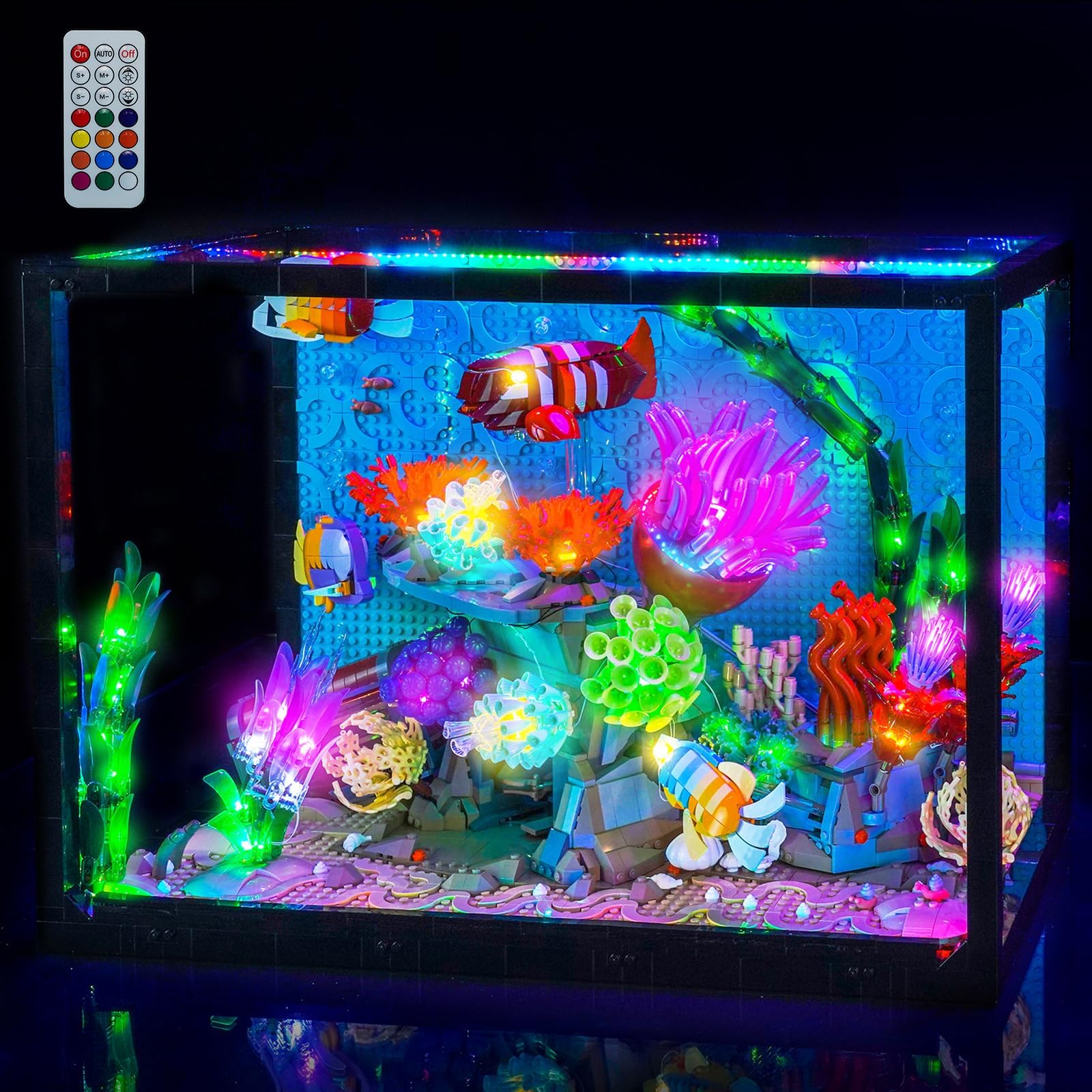Colorful Version Led Light Set Compatible with Lego 10366 Tropical Aquarium Decoration Led Decoration Lighting Kit Compatible with Lego 10366 Building Blocks Model,Only Lights Set,No Model