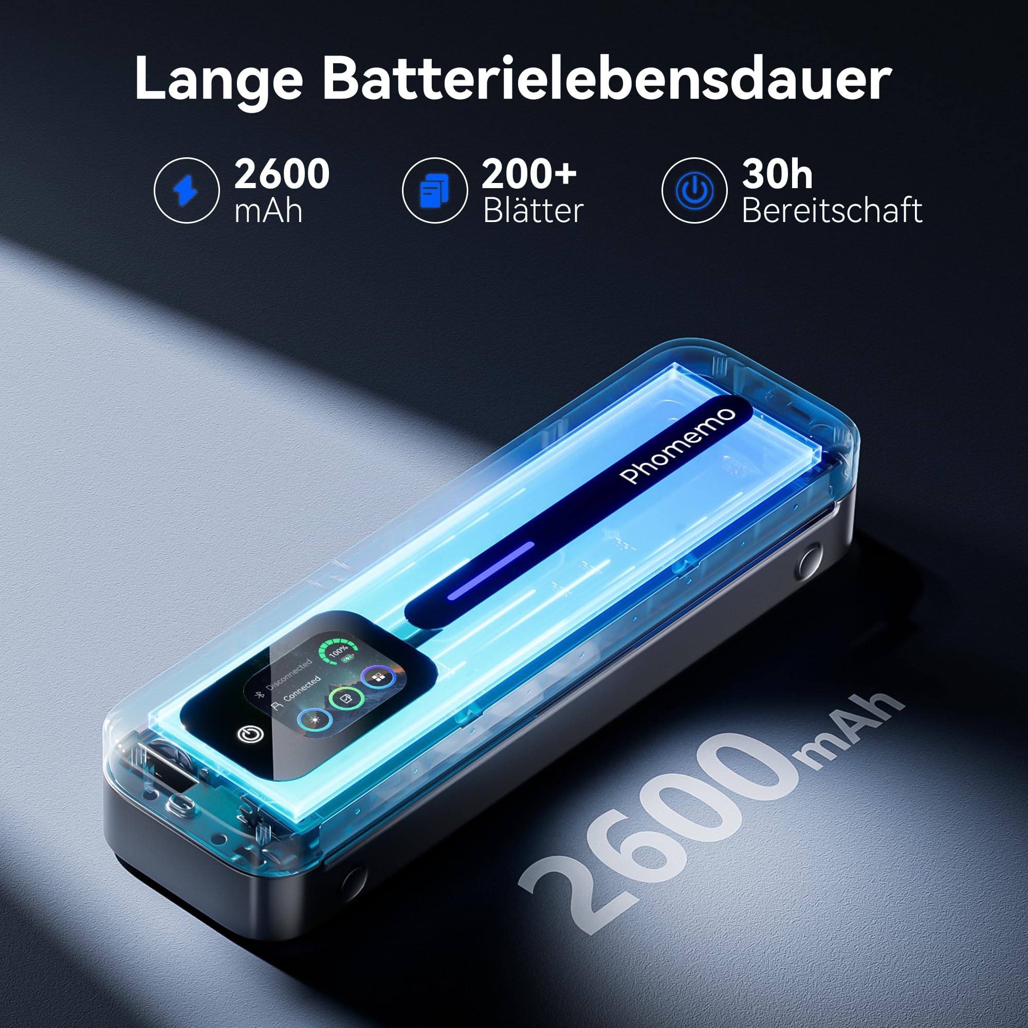 Phomemo M832D Thermodrucker A4, Touchscreen Mobiler Drucker für Zuhause, 300 DPI Thermodrucker Kompatibel mit Android & iOS, Handy & Laptop,Tragbarer Drucker mit Tragetasche und 3 Rollen Thermopapier