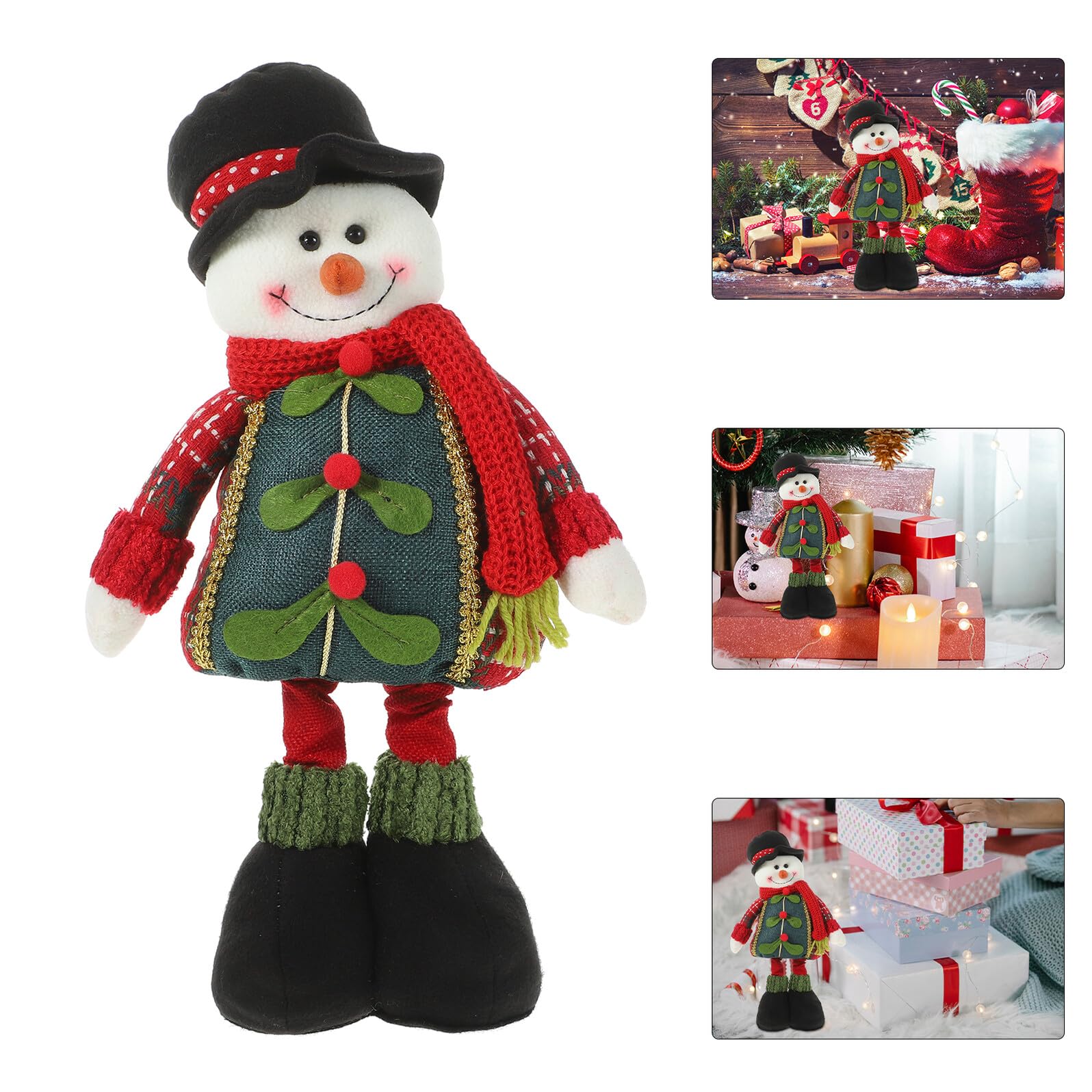 GARVALON Stehender Weihnachtswichtel mit Einziehbaren Beinen Plüschwichtel Dekofigur für Zuhause Skandinavischer Gnom mit Bunter Mütze und Langem Bart