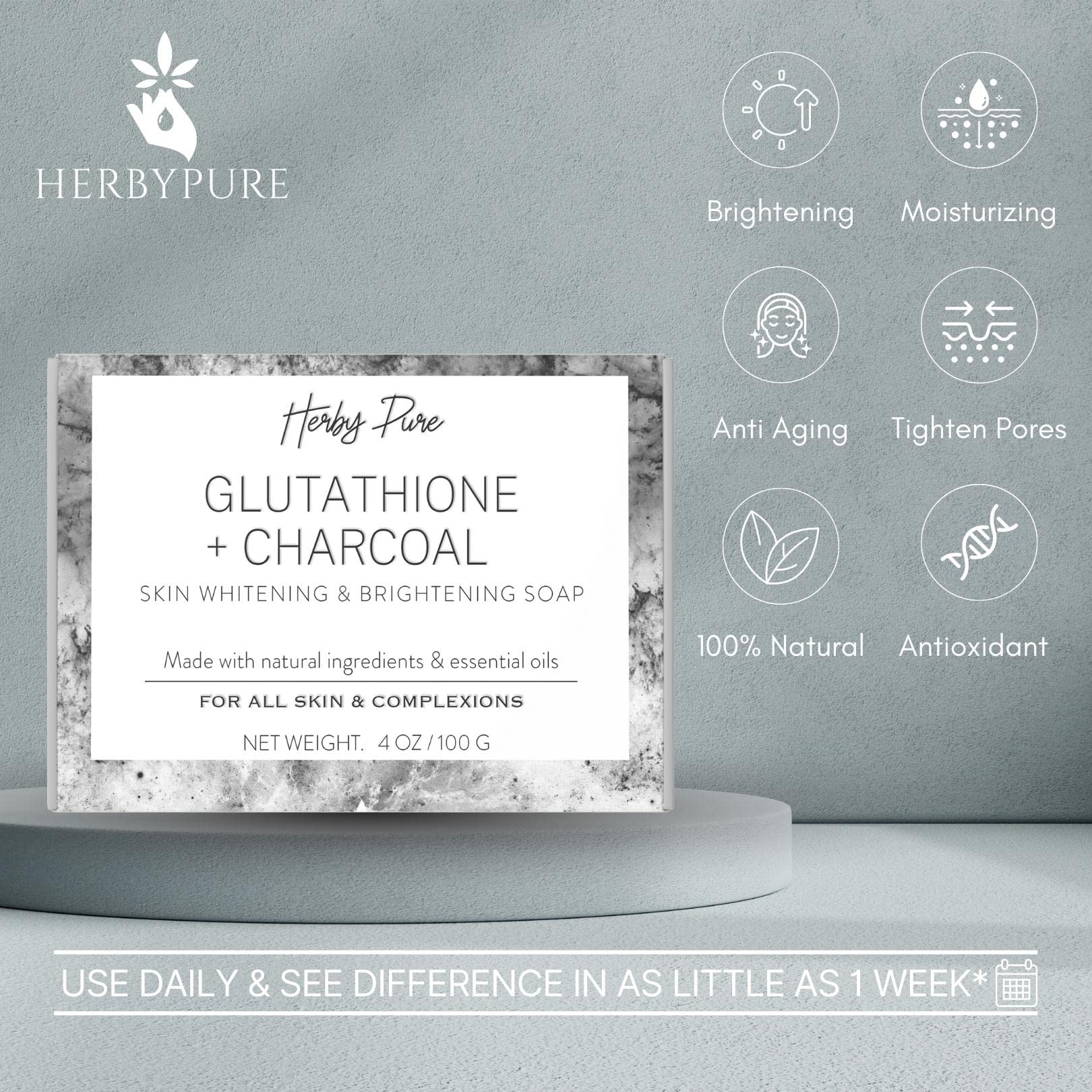 Buy Glutathione & Charcoal Skin Whitening & Brightening Natural Soap Bar |  Activated Charcoal & L-Glutathione for Skin Shade Lightening