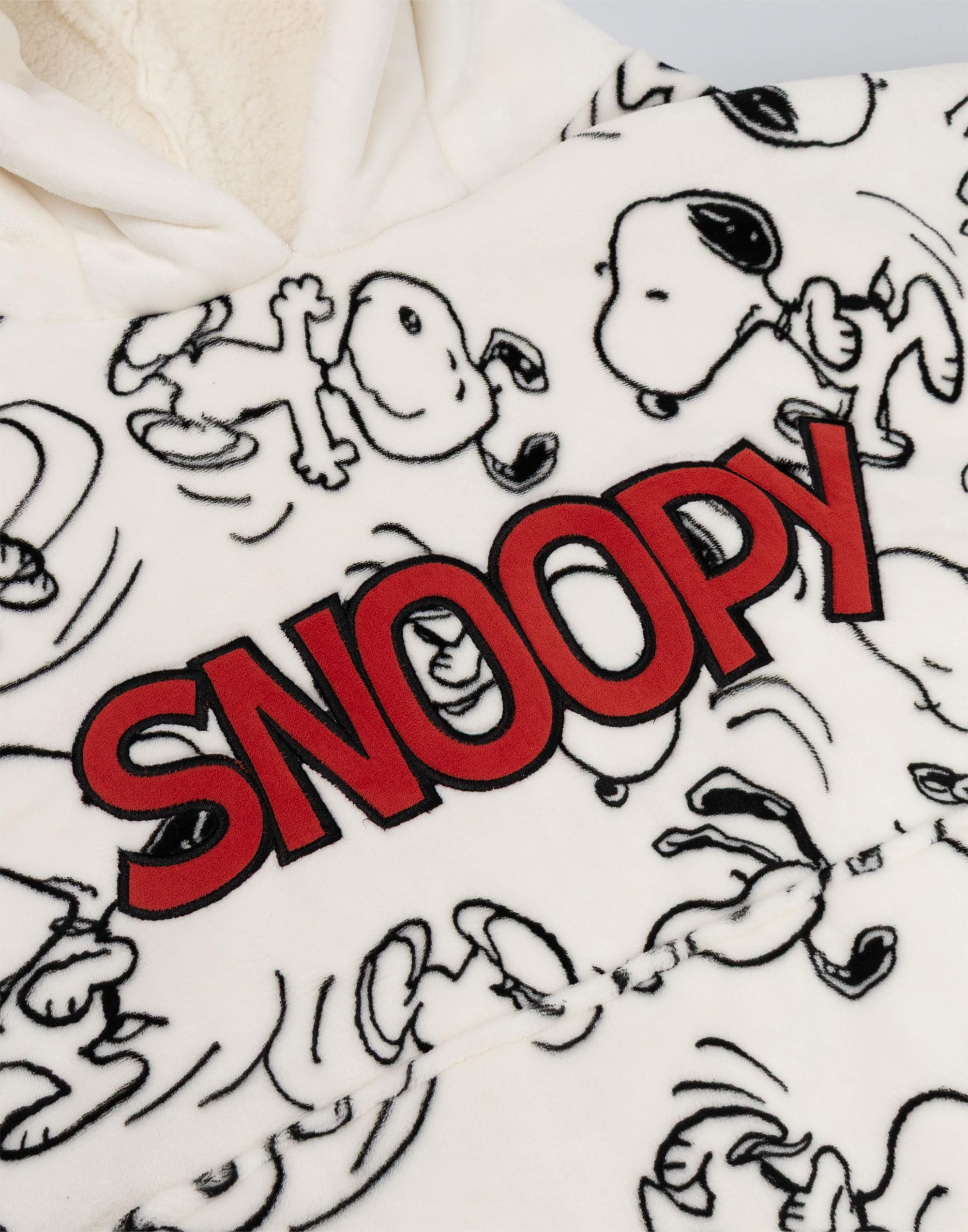 Peanuts Snoopy Damen Kapuzenpullover, kuscheliges Fleece mit 3D-Ohren, langärmelig, Loungewear mit Kapuze für Entspannung, Charakterdruck, bequeme Indoor-Trageware, Merch