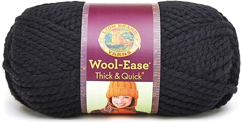 Lion Brand Wool-Ease Thick & Quick - Ovillo de lana (153) color negro