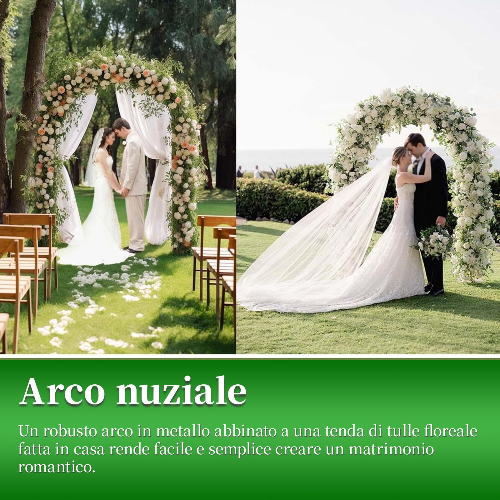 Arco per Rose Rampicanti, Garden Pergolas Metallo Arco Sostegno per Piante Rampicanti, Decorazione Giardino, patio e piante rampicanti(L180xW40xH230cm) Weiß-B